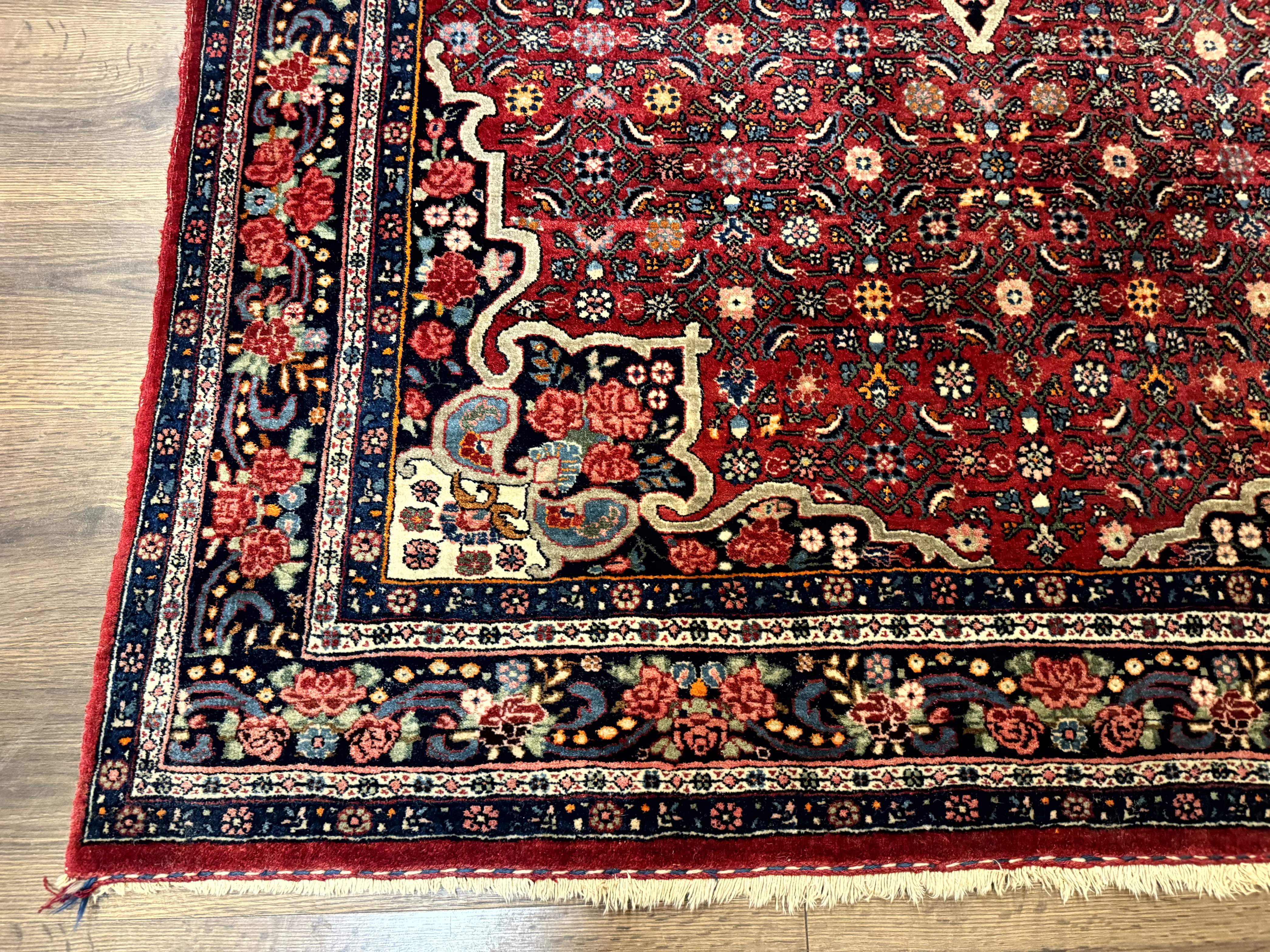 Antique Persian Rug 5x7, Red, Fine 260 KPSI, Bidjar Carpet - Jewel Rugs