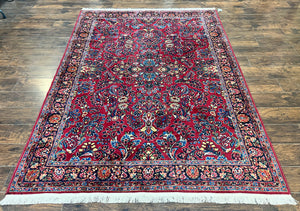 Antique Karastan Rug 6x9, Red Sarouk Karastan Wool Carpet, Karastan Lanamar Rug