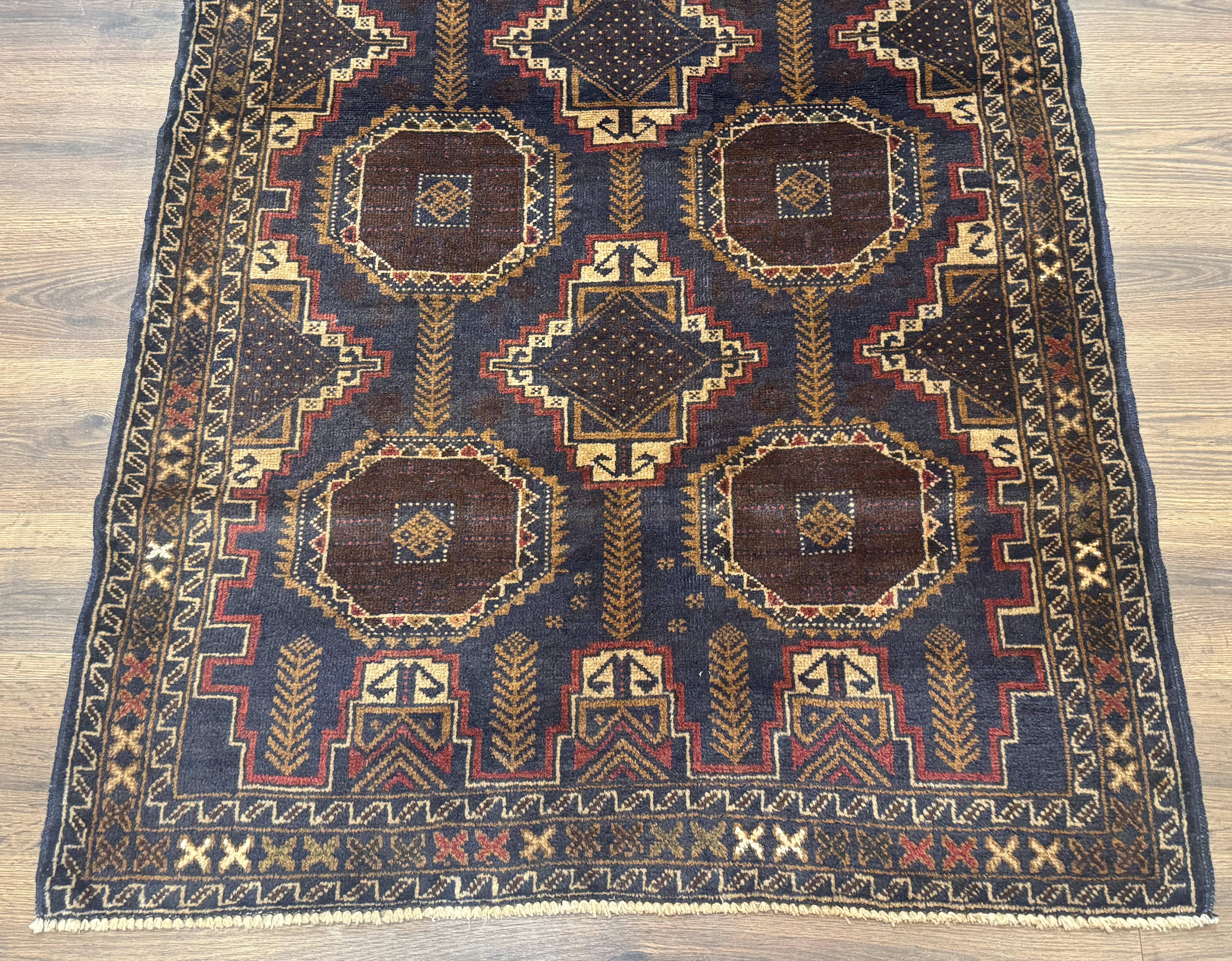 Navy Blue Afghan Balouch Rug 4x6, Handmade, New - Jewel Rugs
