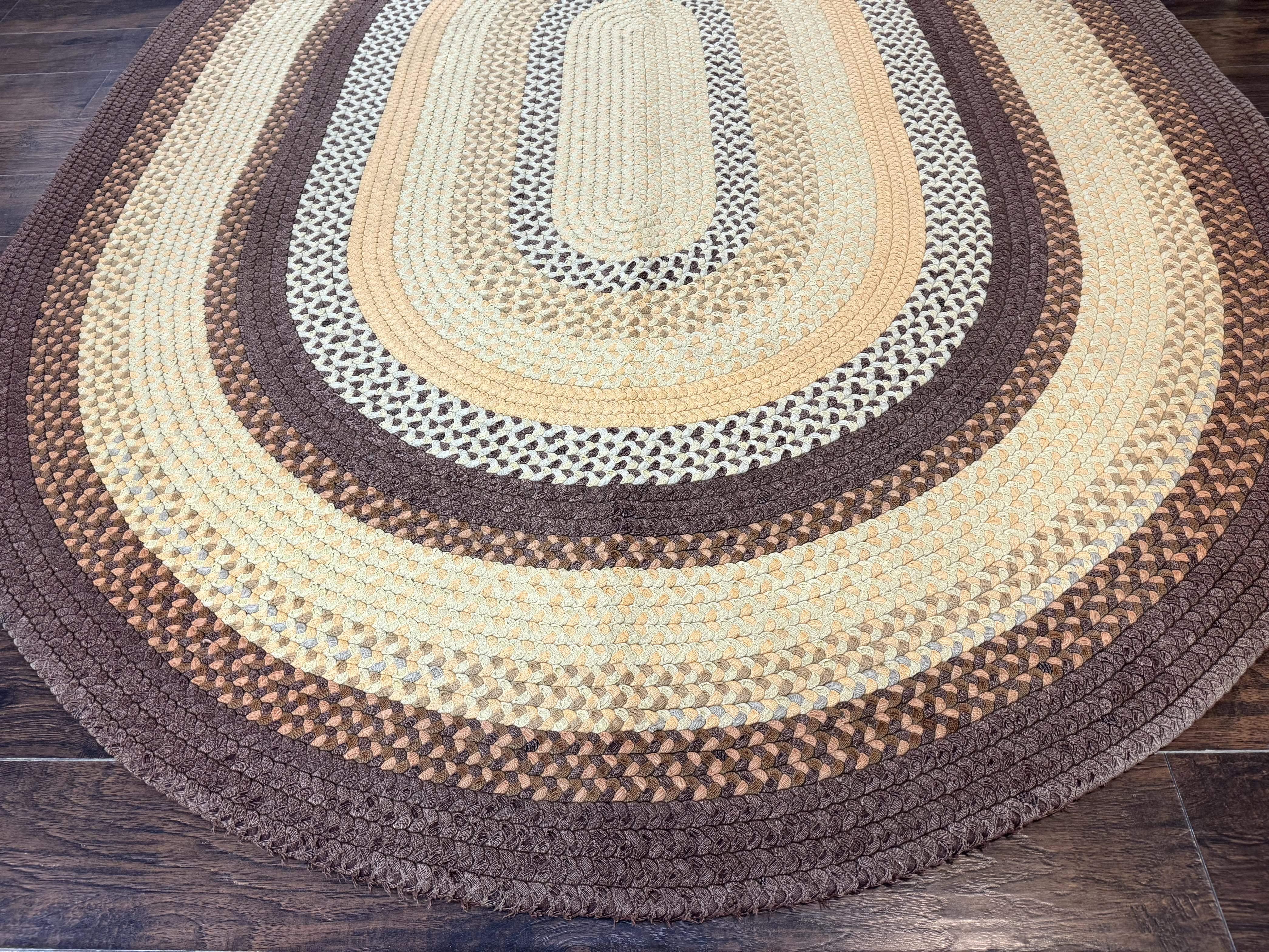 Large Oval American Braided Rug 7x10, Multicolor Vintage American Braided Carpet - Jewel Rugs