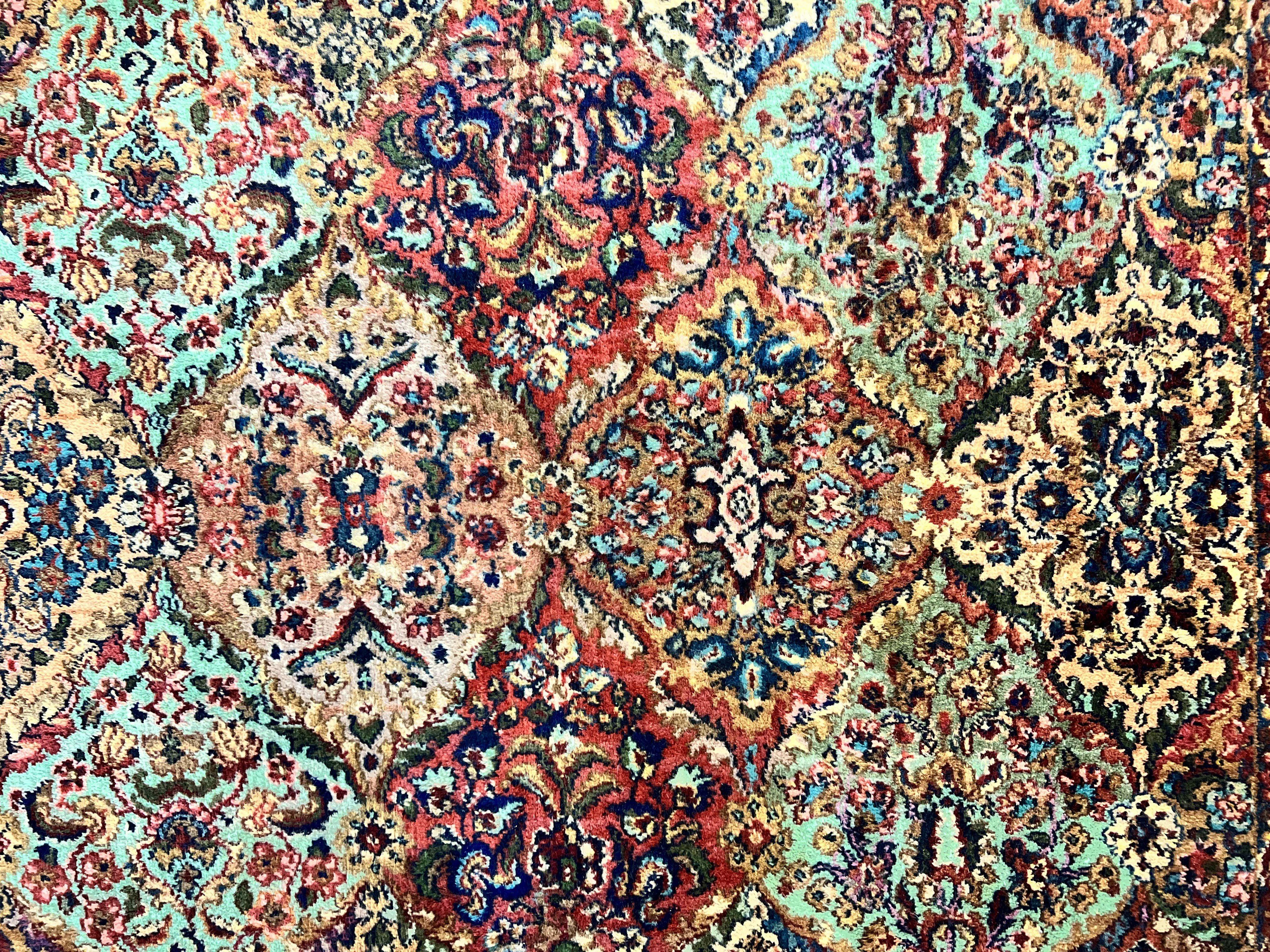 Karastan Multicolor Panel Kirman Rug #717, Wool Karastan Rug 5.9 x 9, Vintage Multipanel Kirman, Original Karastan Collection 700 Series - Jewel Rugs