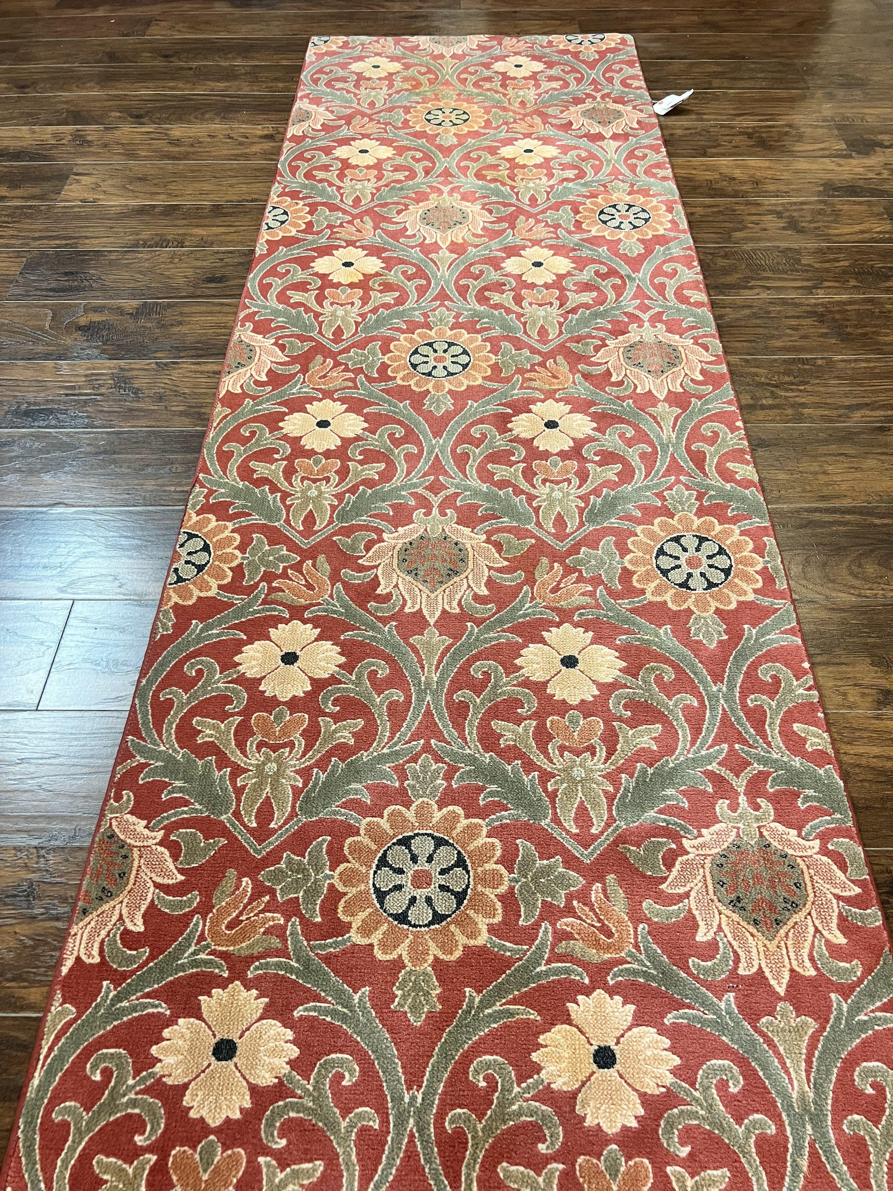 Runner Rug 3 x 14.7, Long Hallway Rug, Wool, Power Loomed, Contemporary, Floral - Jewel Rugs