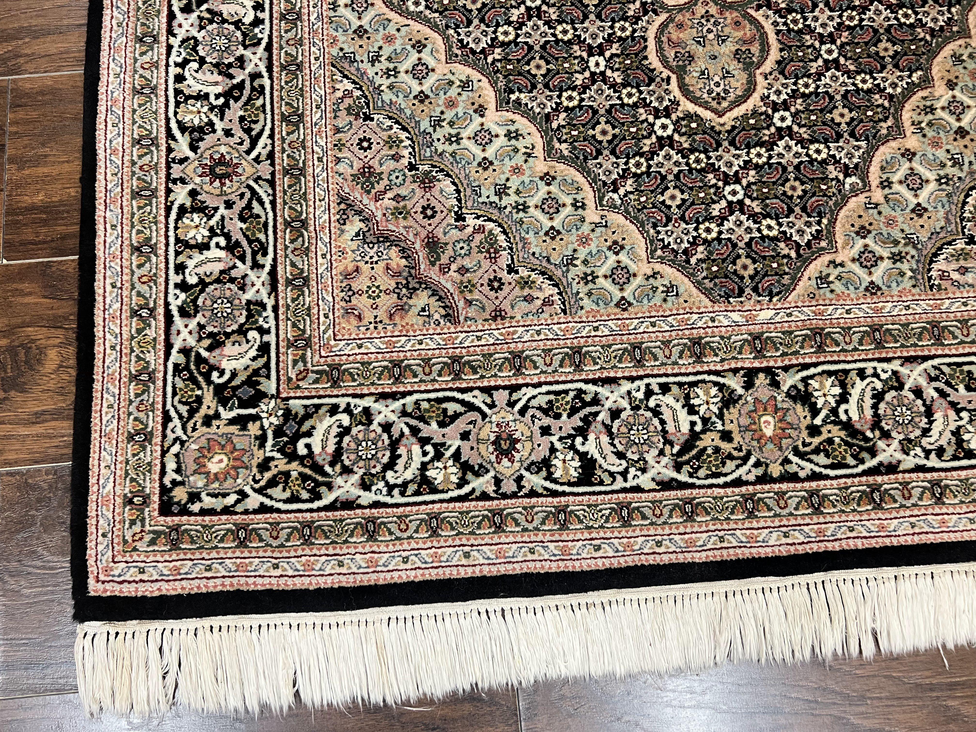 Sino Persian Rug 4x6, Fine Hand Knotted Carpet, Black, Wool, Vintage Rug 4 x 6, Herati Mahi, 300 KPSI - Jewel Rugs