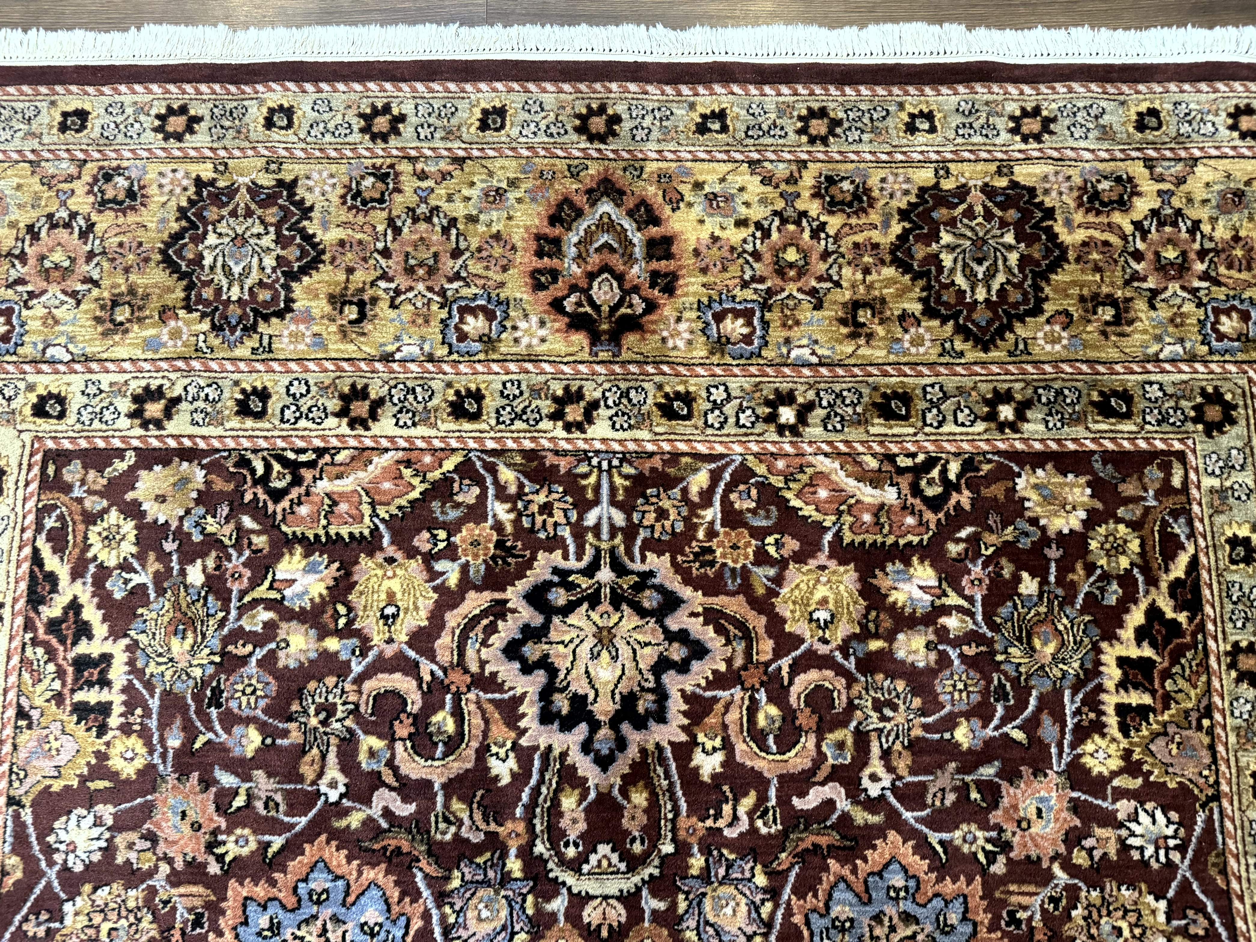 Indo Persian Rug 8x11, Eggplant & Tan, Allover Pattern, Wool Couristan Handmade Rug - Jewel Rugs