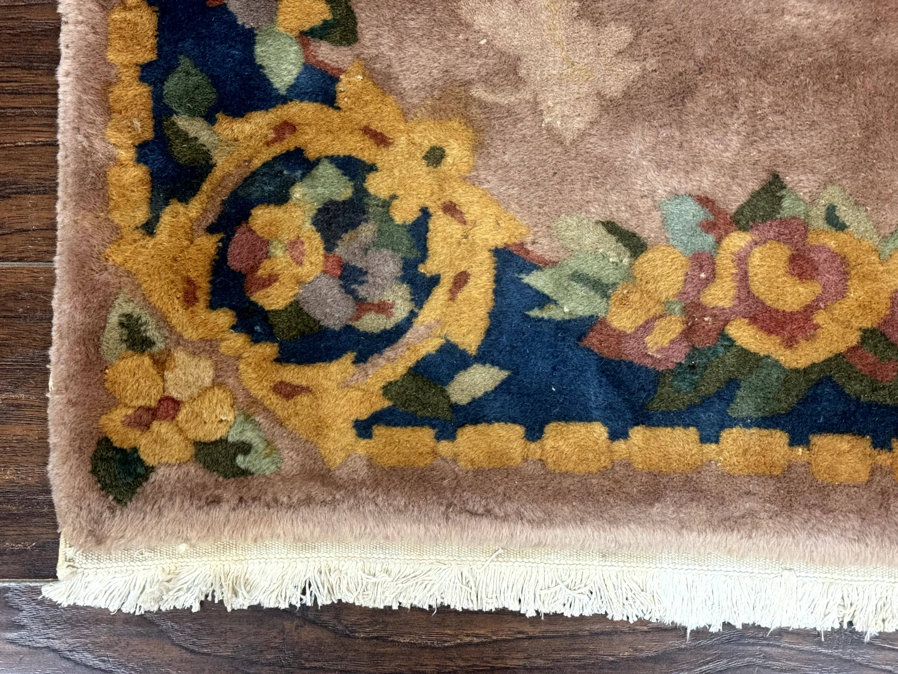 Chinese Wool Rug 3x5, Vintage 90 Line Carpet, Small Art Deco Rug - Jewel Rugs