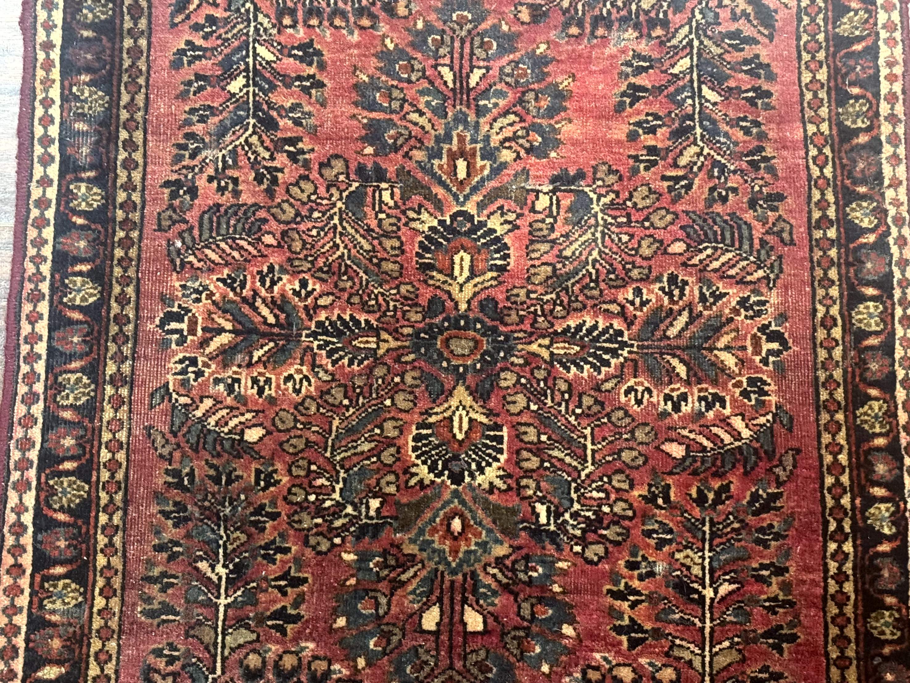 Persian Sarouk Rug 2x2, Small Antique Wool Scatter Rug, Red - Jewel Rugs