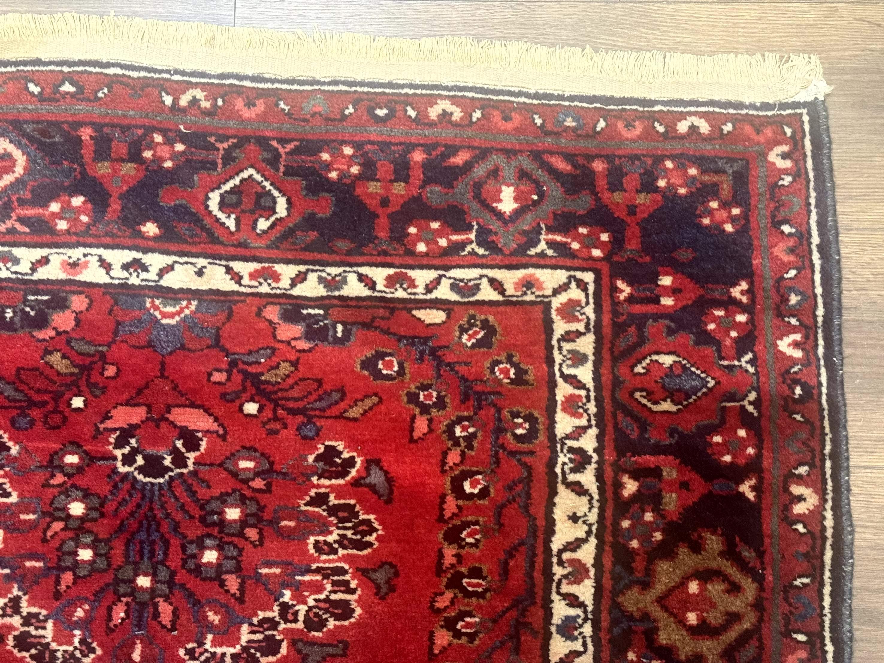 Red Persian Rug 2.6 x 6.8, Floral, Antique Per'sian Carpet, Persian Malayer Rug, Hamadan Rug - Jewel Rugs