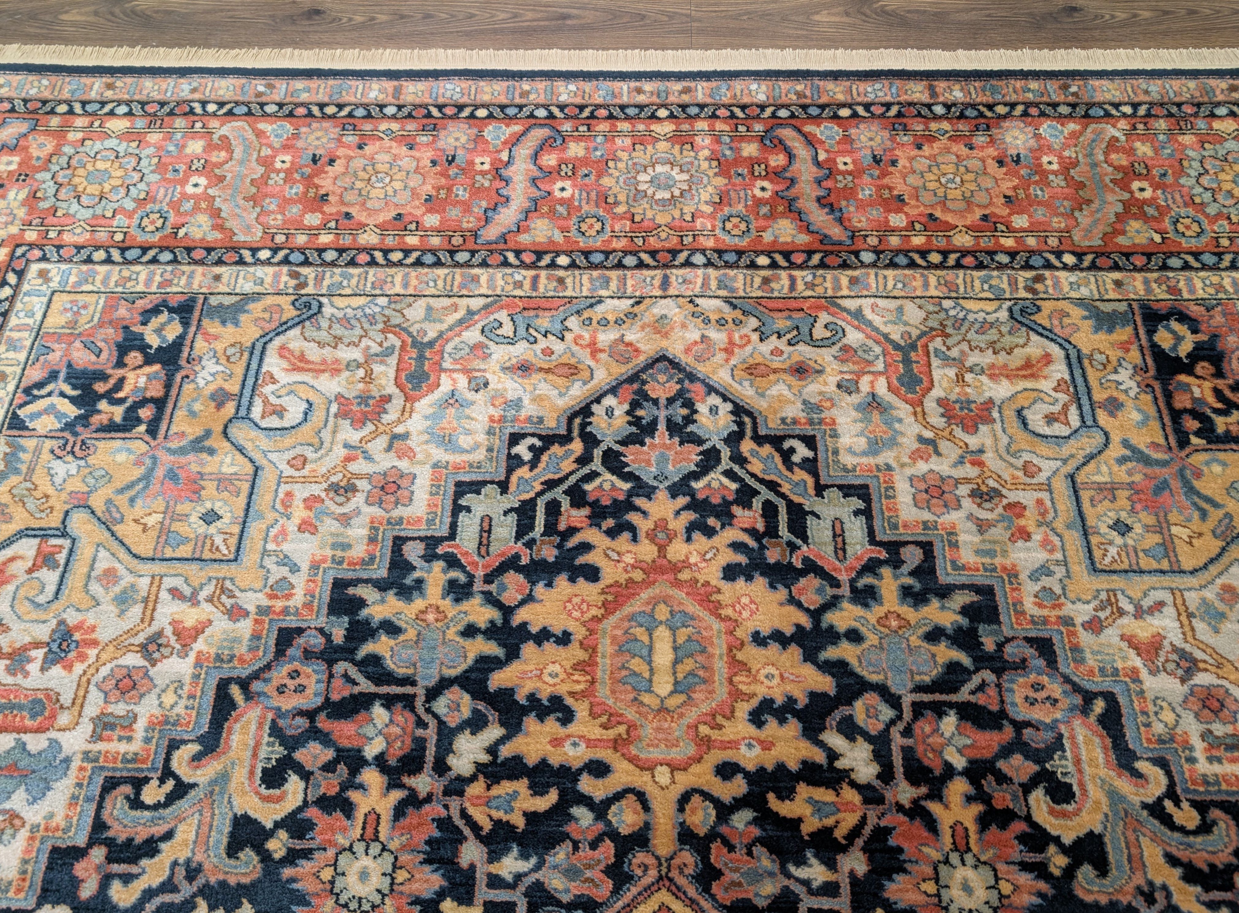 Karastan Rug 8.8 x 12 Navy Heriz #701, Vintage Wool Karastan Carpet - Jewel Rugs