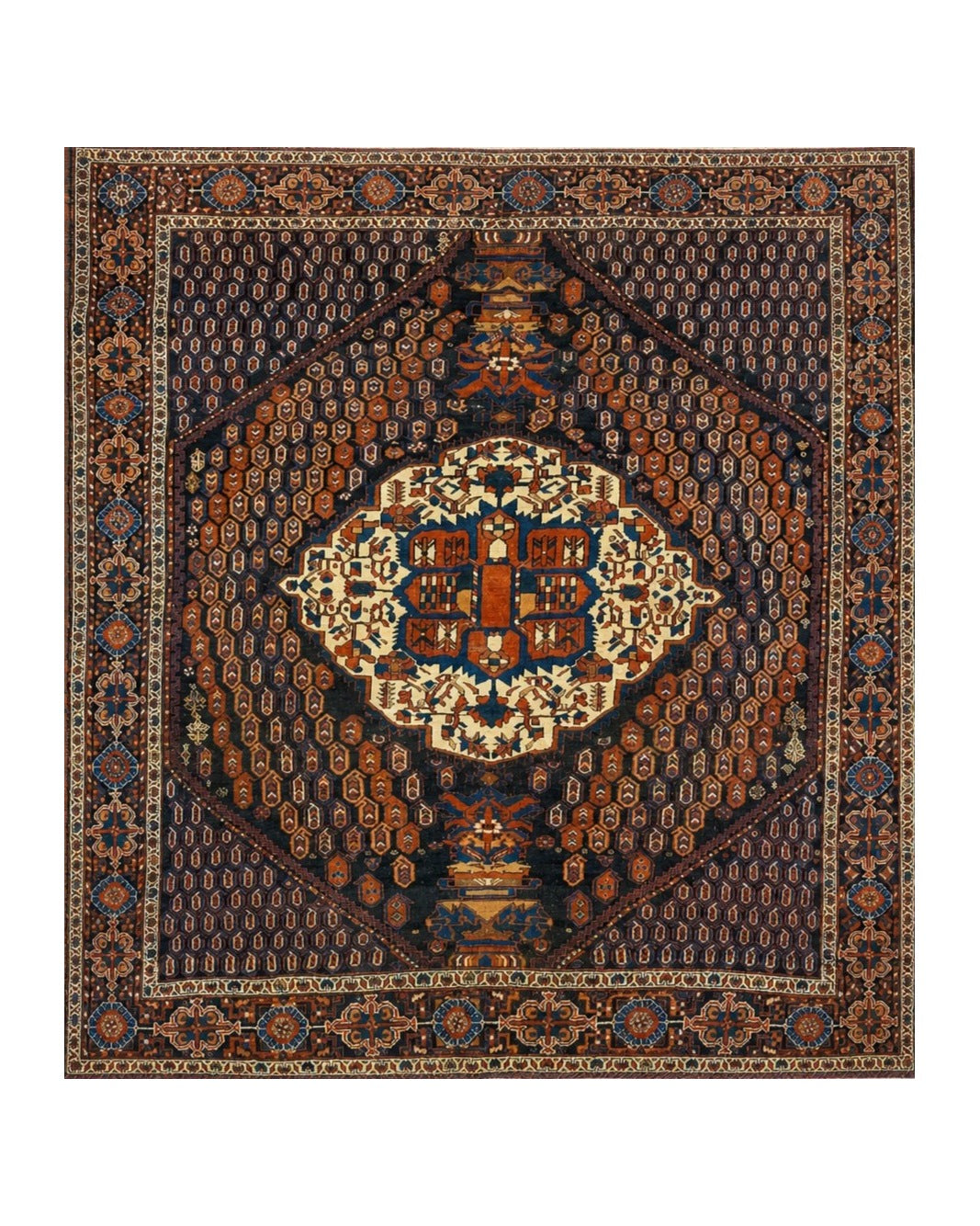ラグ Afshar rug Worn Antique Persian Afshar Rug / 4'4 x 5'7 Rug #4423 – Blue