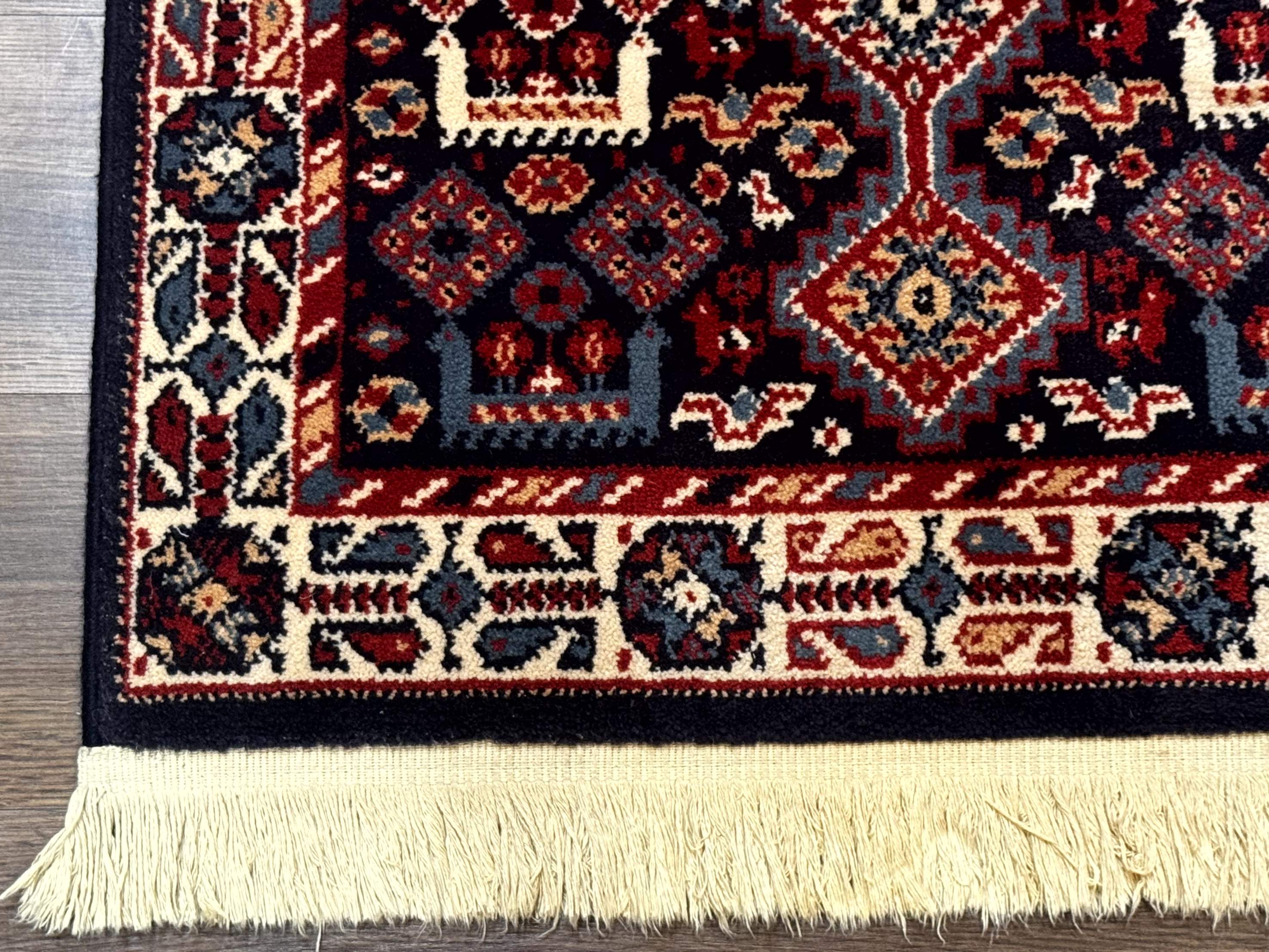 Small Karastan Rug 3x4, Yuruk Collection, Wool, Tribal, Geometric, Navy Blue - Jewel Rugs