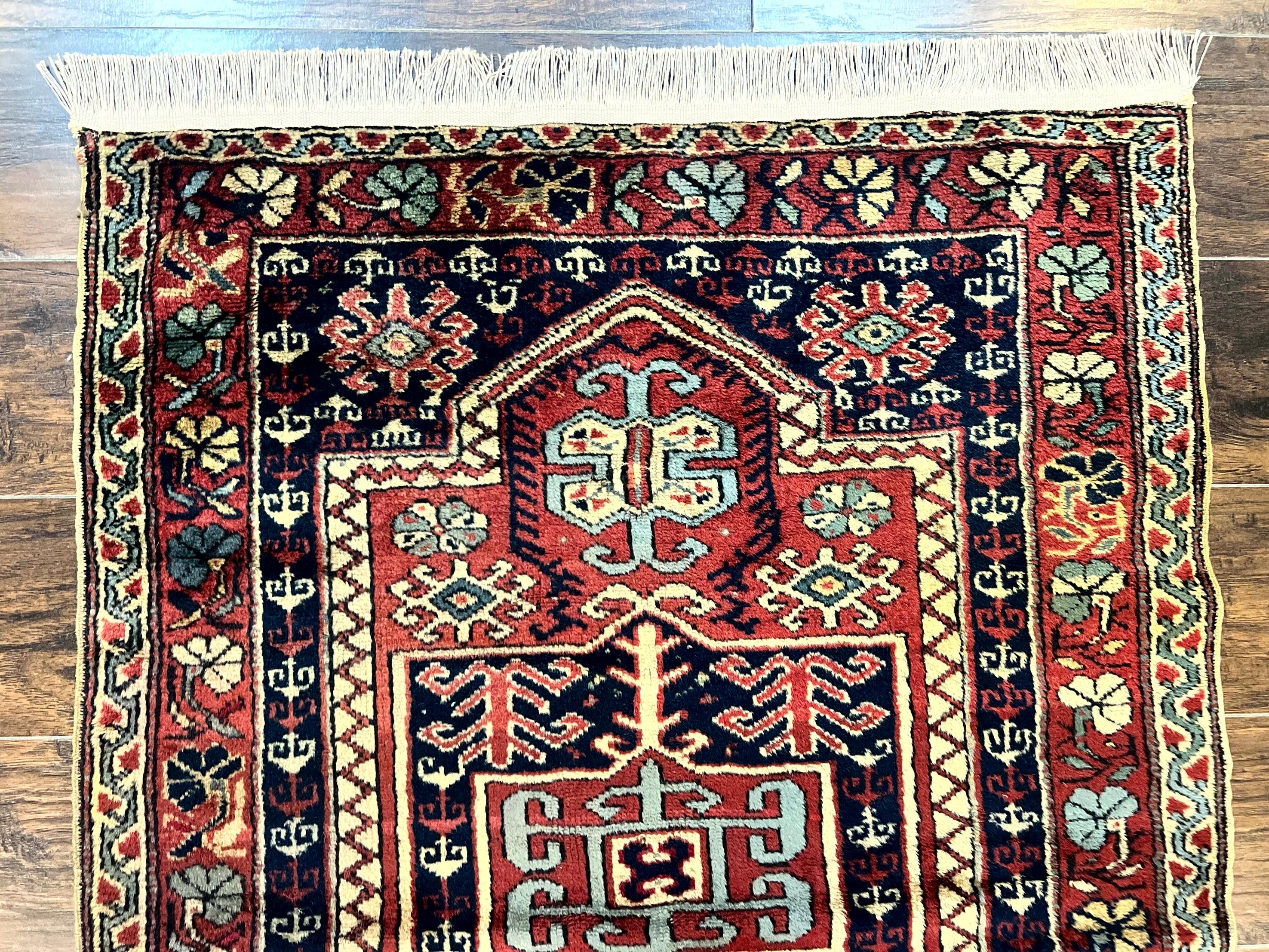 Antique Turkish Sparta Rug 3x4, Geometric Caucasian Pattern, Vintage Handmade Tribal Wool Carpet - Jewel Rugs