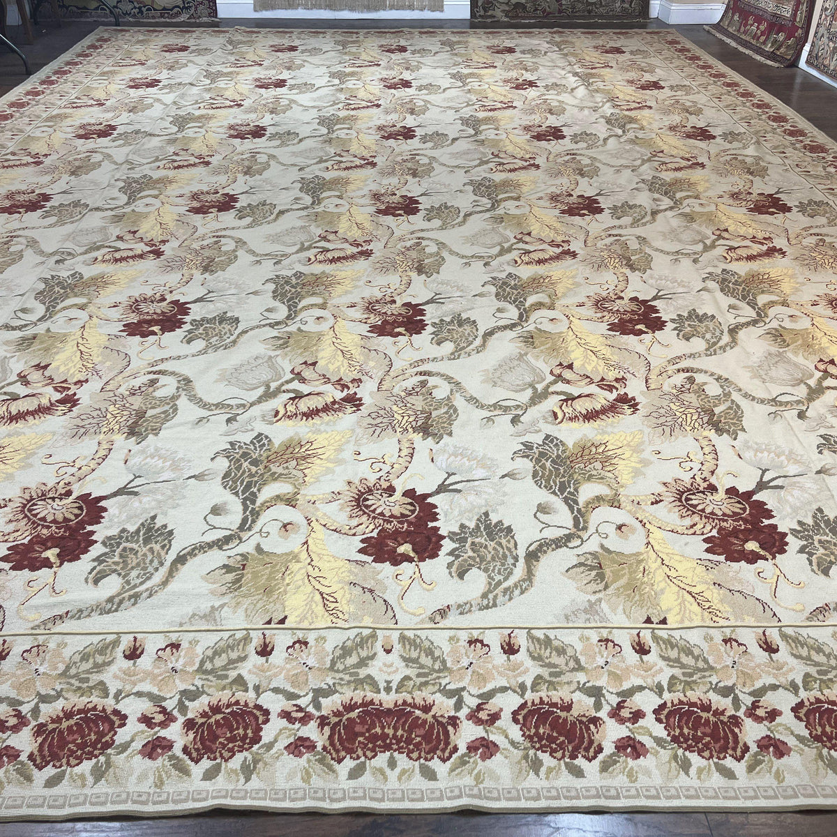 Extra Large Needlepoint Rug 14 x 20, Vintage Handwoven Handmade Wool F ...
