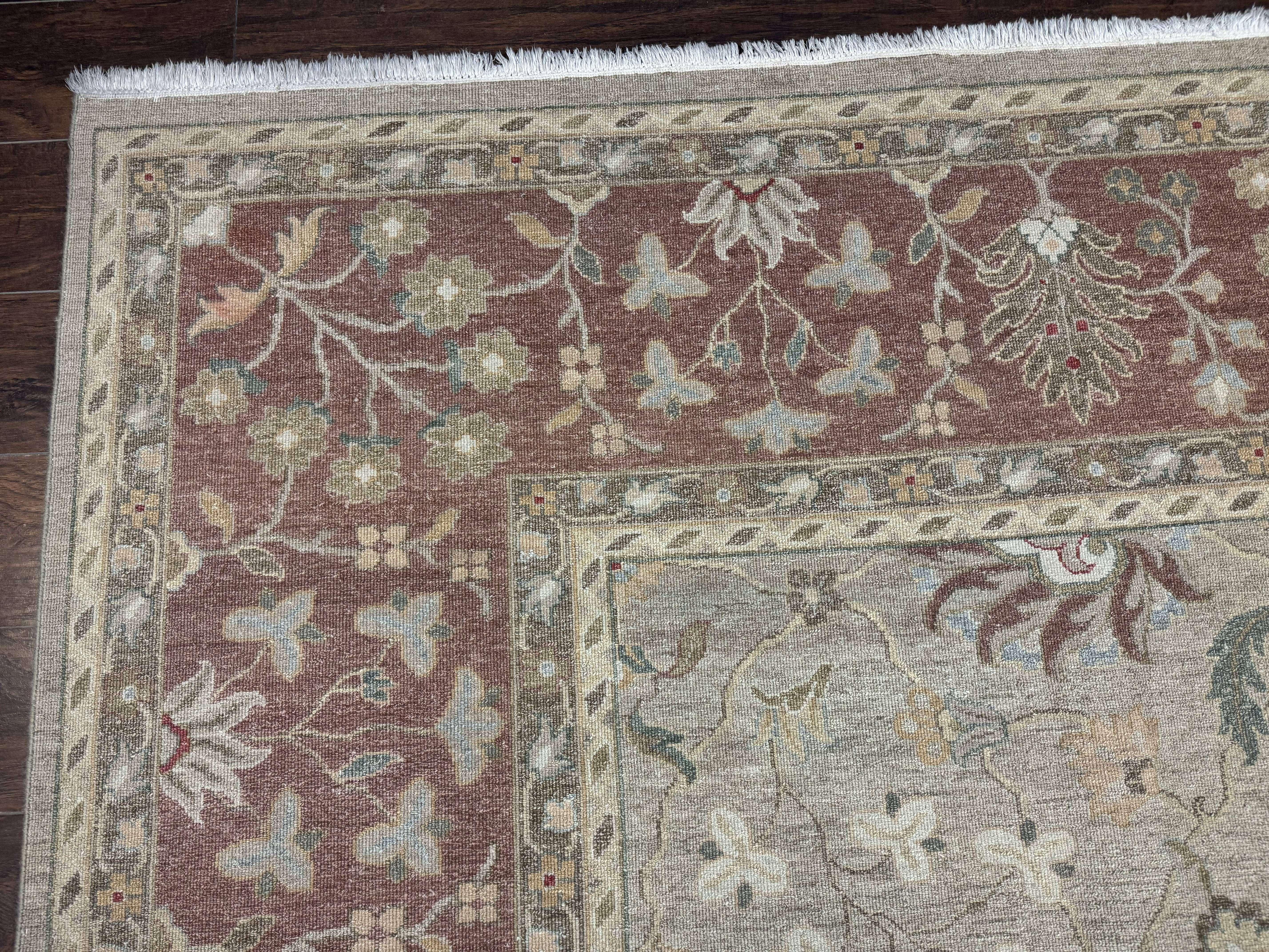 Large Turkish Soumak Rug 10x14, Flatweave Dhurrie, Handmade, Light Green and Salmon - Jewel Rugs