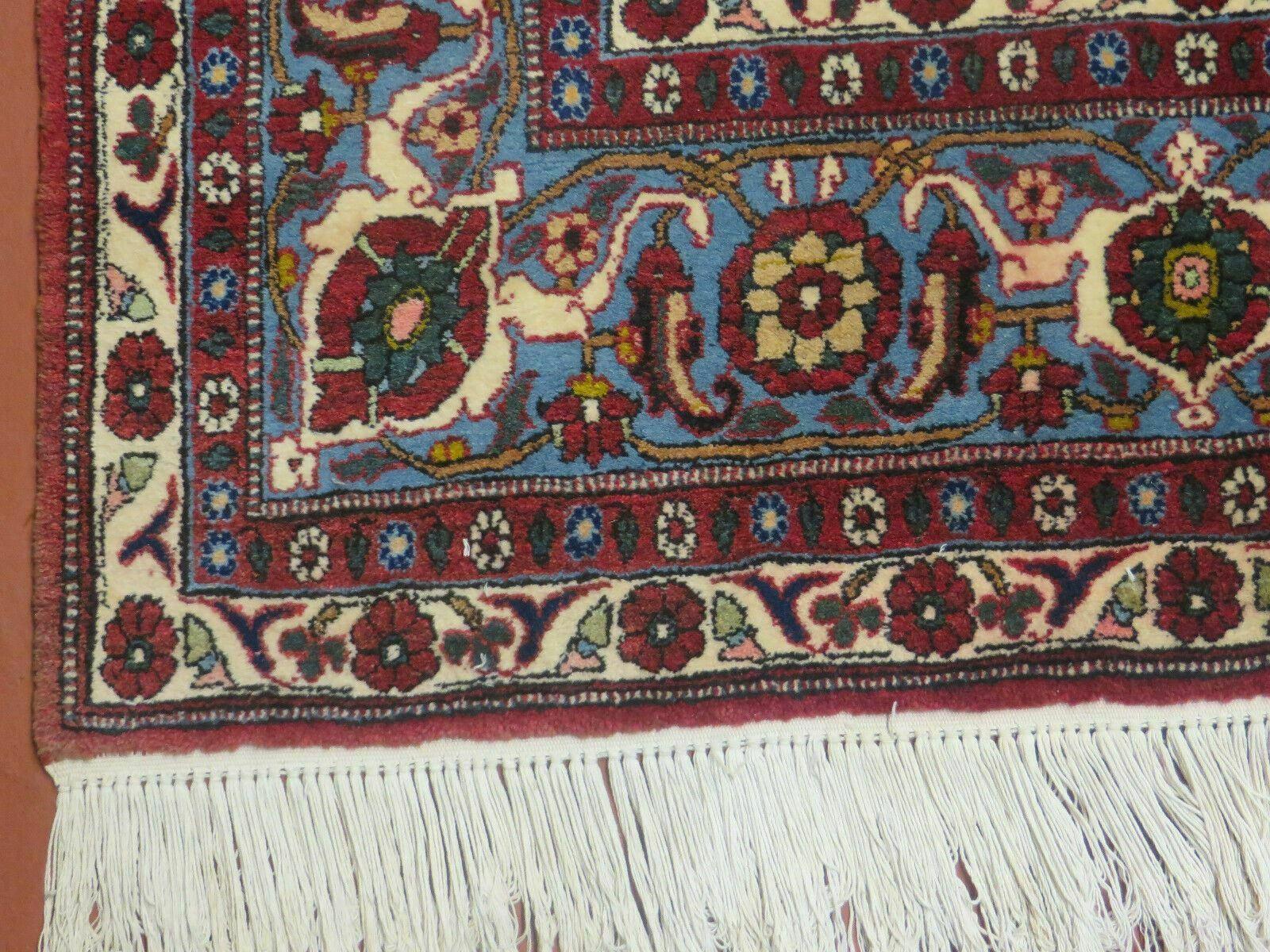 Navy Blue Antique Persian Rug 7x11, Veramin Mina Khani Repeated Allover Pattern, Vintage Authentic Hand Knotted Handmade Wool Room Sized Carpet - Jewel Rugs