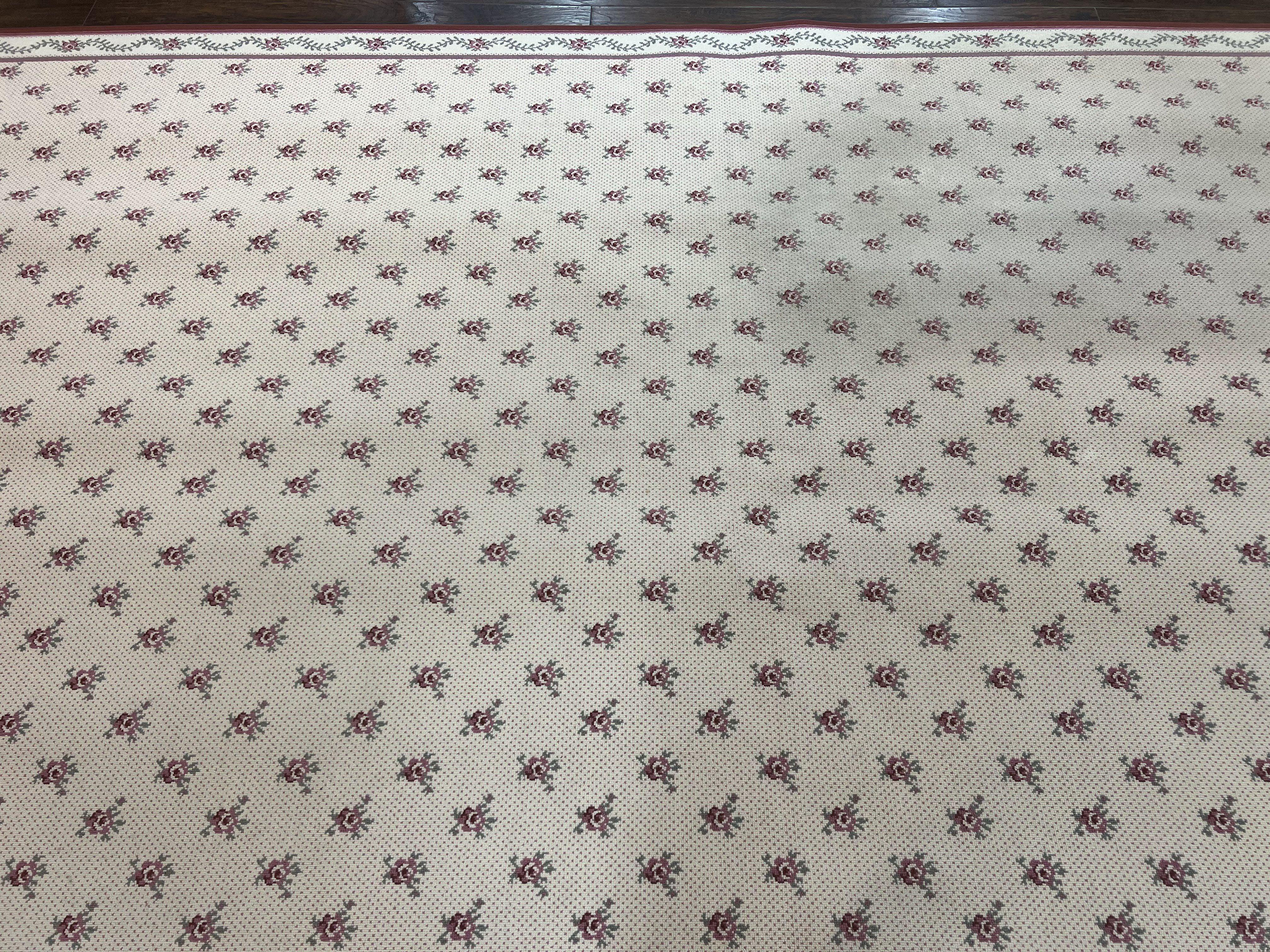 Stark Rug 12x14, Vintage Stark Carpet 12 x 14, Large Palace Size Rug, Beige, Repeated Floral Motif - Jewel Rugs