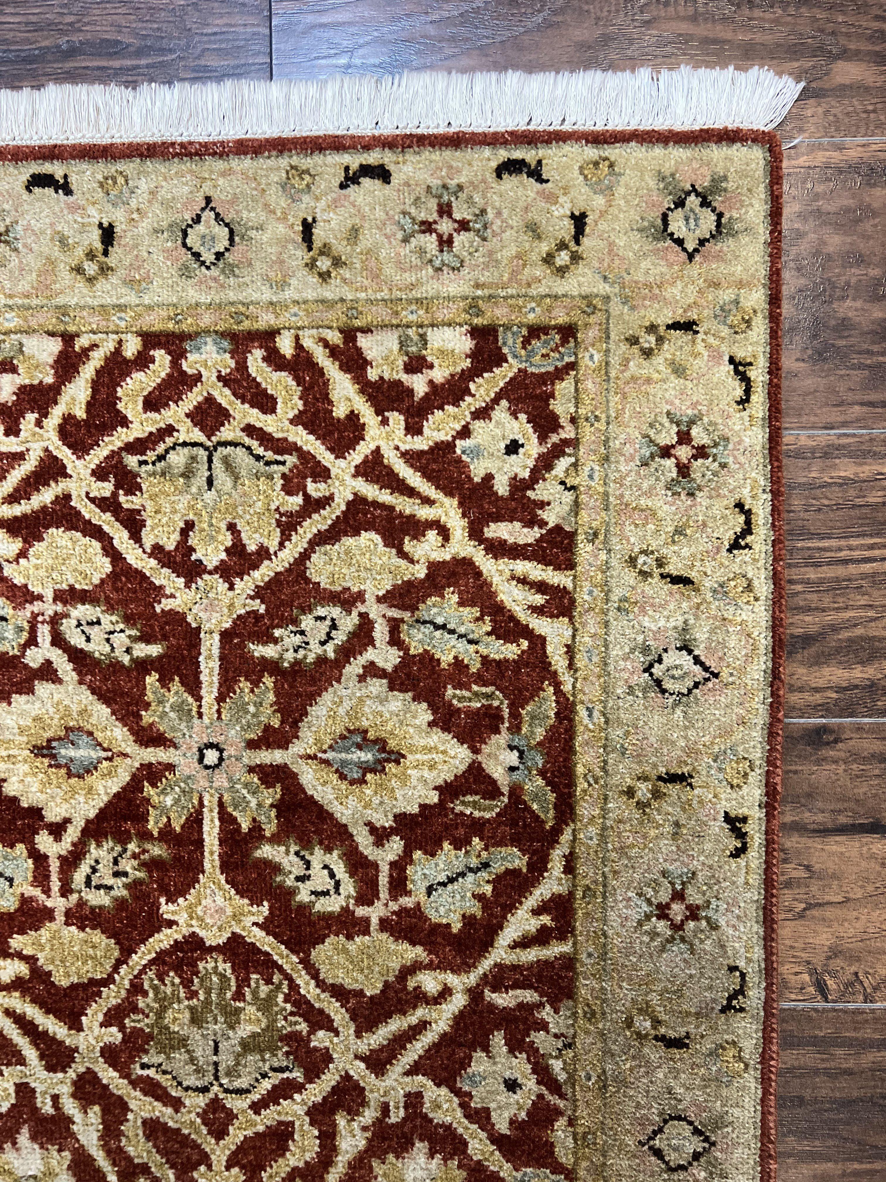 Pakistani Chobi Runner Rug 2.6 x 8, Pak Persian Oriental Rug for Hallway, Maroon Tan-Gold, Handmade Wool 8ft Runner for Hallway, Vintage Rug - Jewel Rugs