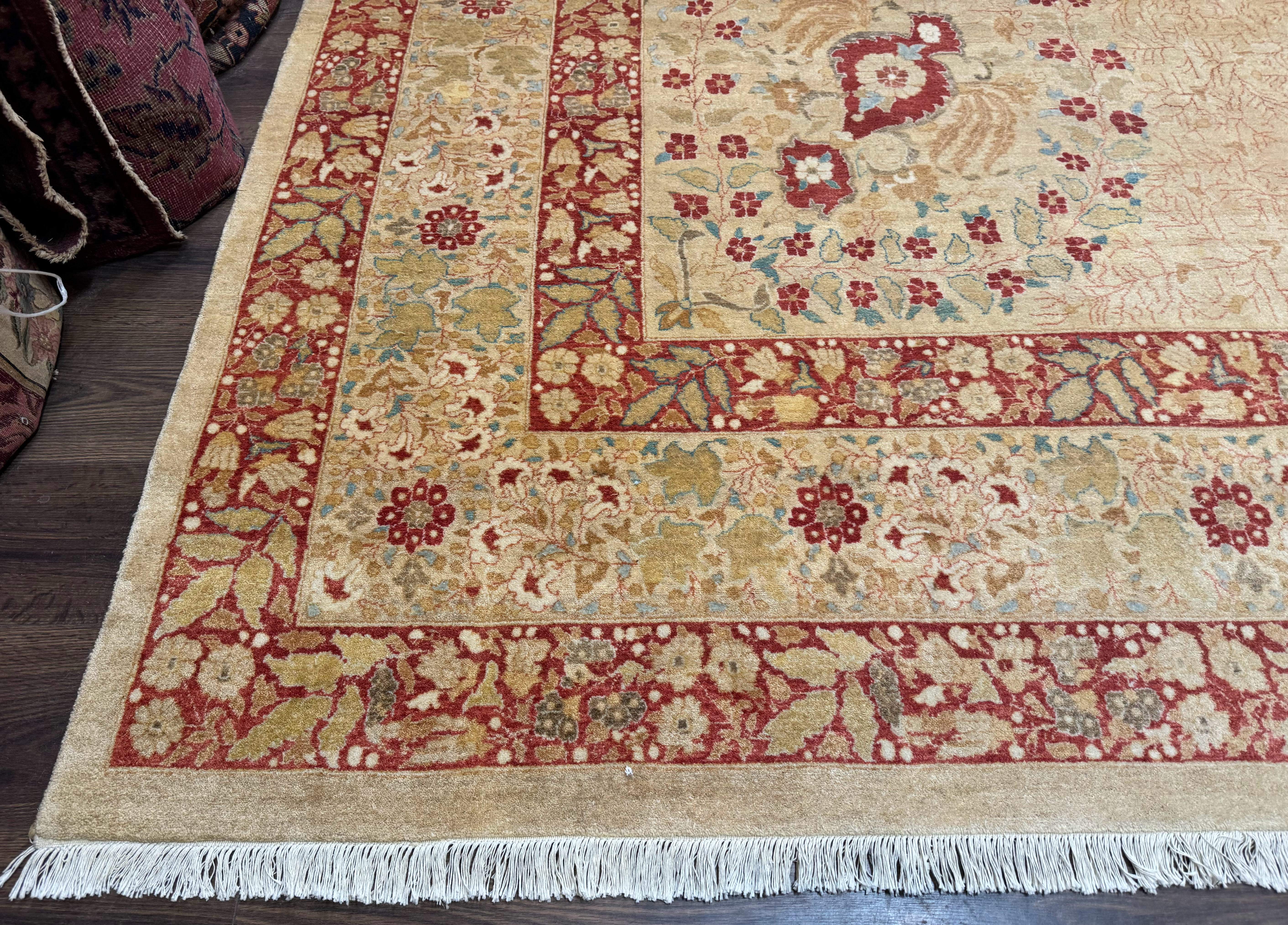 Palace Size Pak Persian Rug 13x17, Haji Jalili Design, Beige and Rust, Wool Hand Knotted, Fine 260 KPSI - Jewel Rugs