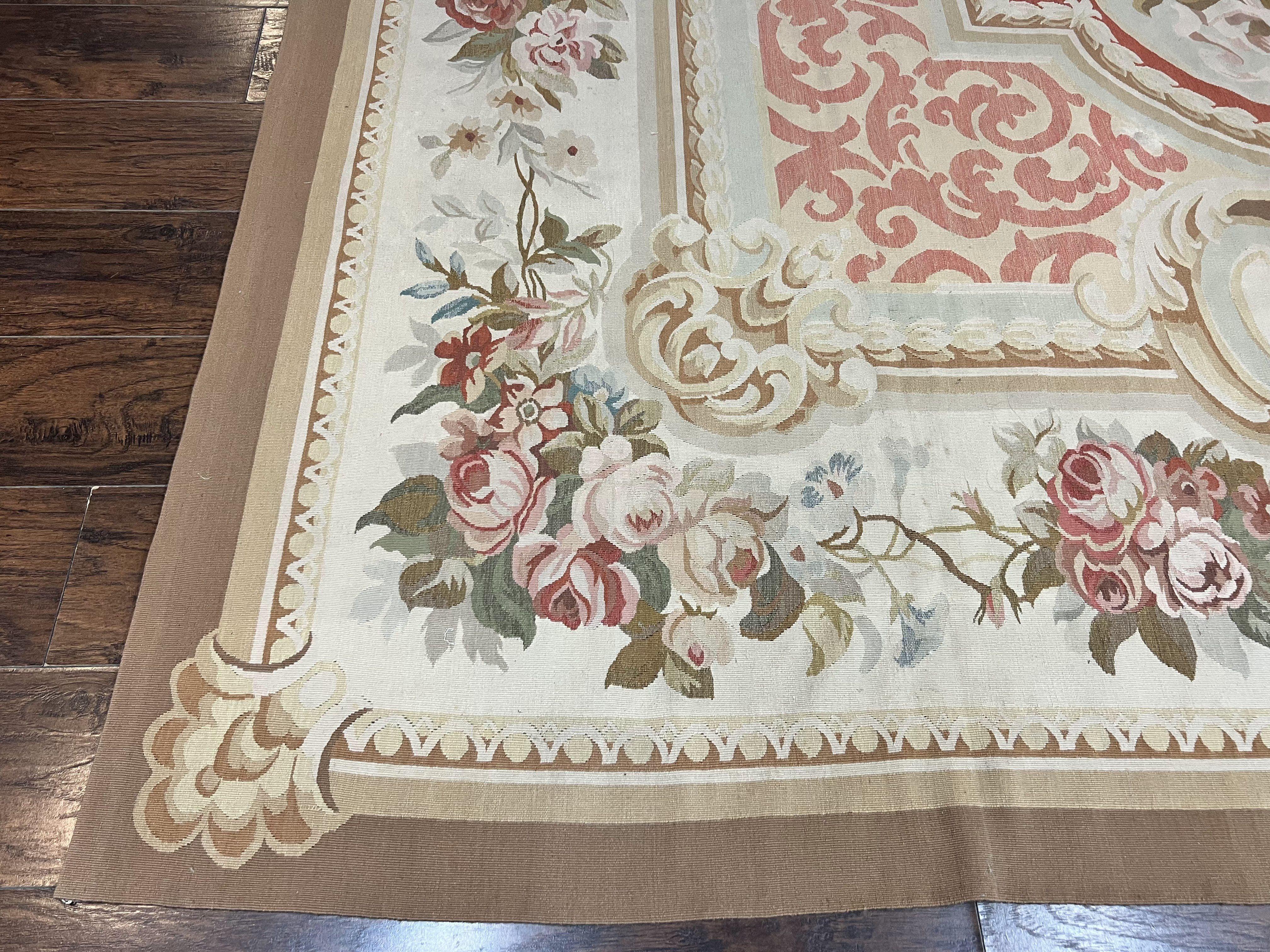 Aubusson Rug 10x14, Wool Handmade Vintage Carpet, Elegant French European Design Rug, Large Room Sized Aubusson Rug, Stark Carpet - Jewel Rugs