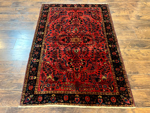 Antique Persian Sarouk Rug 4x6, Red, Very FInely Hand Knotted, Rare 1920s Persian Carpet, Handmade, Wool, 225 KPSI