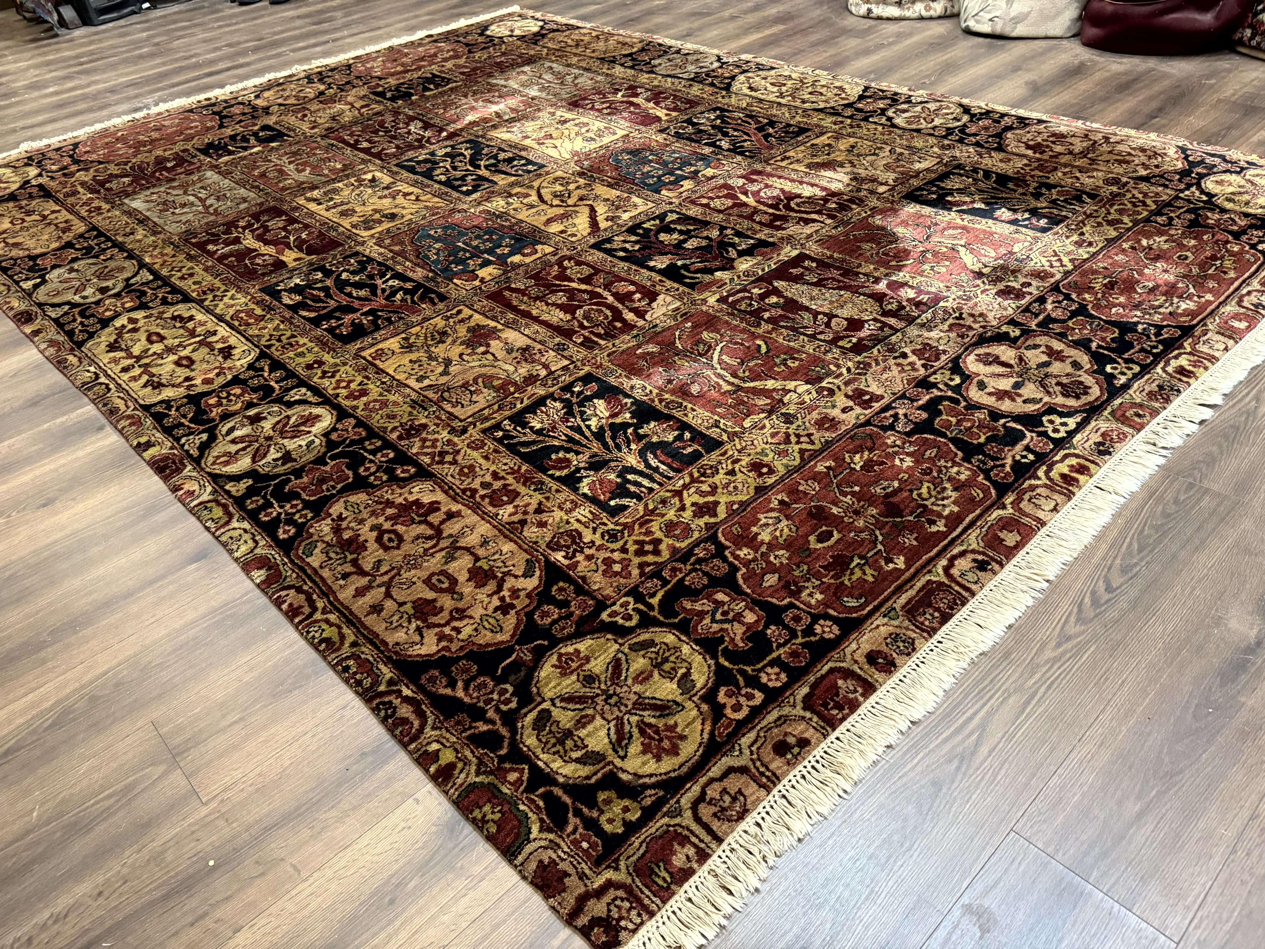 Indo Persian Rug 9x12, Bakhtiari Panel Design, Multicolor, Soft Wool Pile - Jewel Rugs