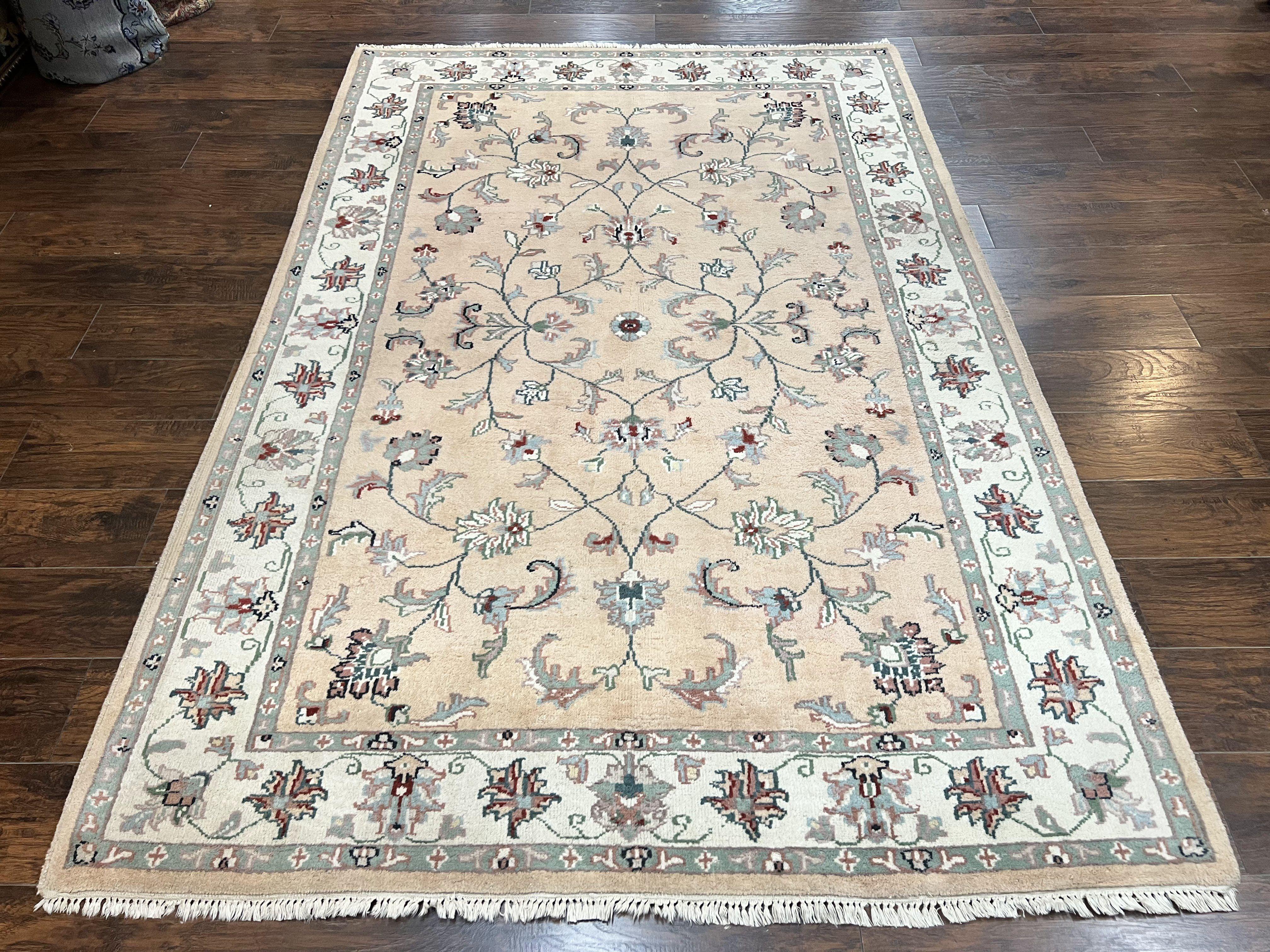 Indo Persian Rug 6x9, Handmade Vintage Wool Carpet, Floral Allover - Jewel Rugs