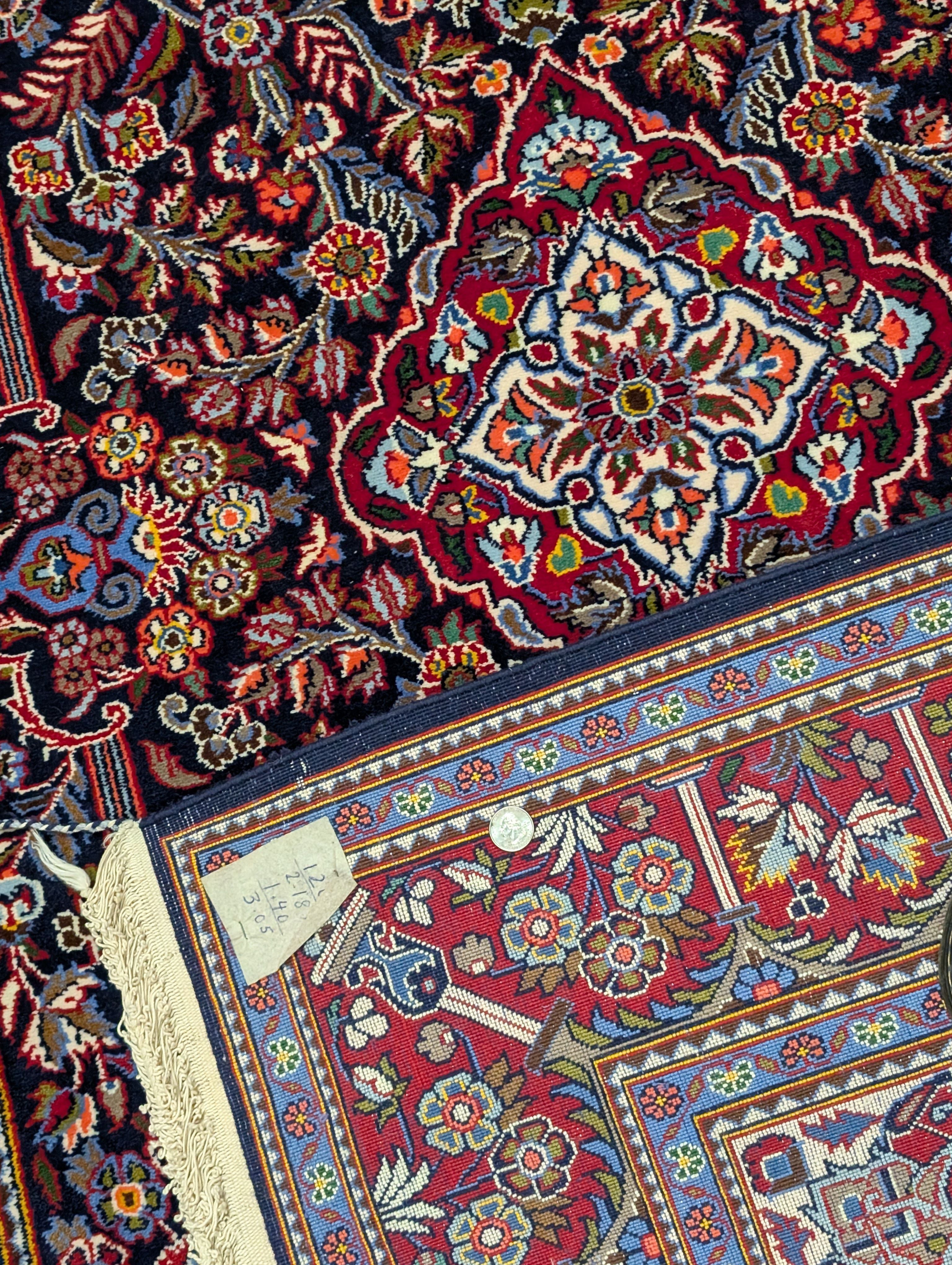 Persian Kashan Rug 5x7, Midnight Blue, Kork Wool, Fine 210 KPSI - Jewel Rugs