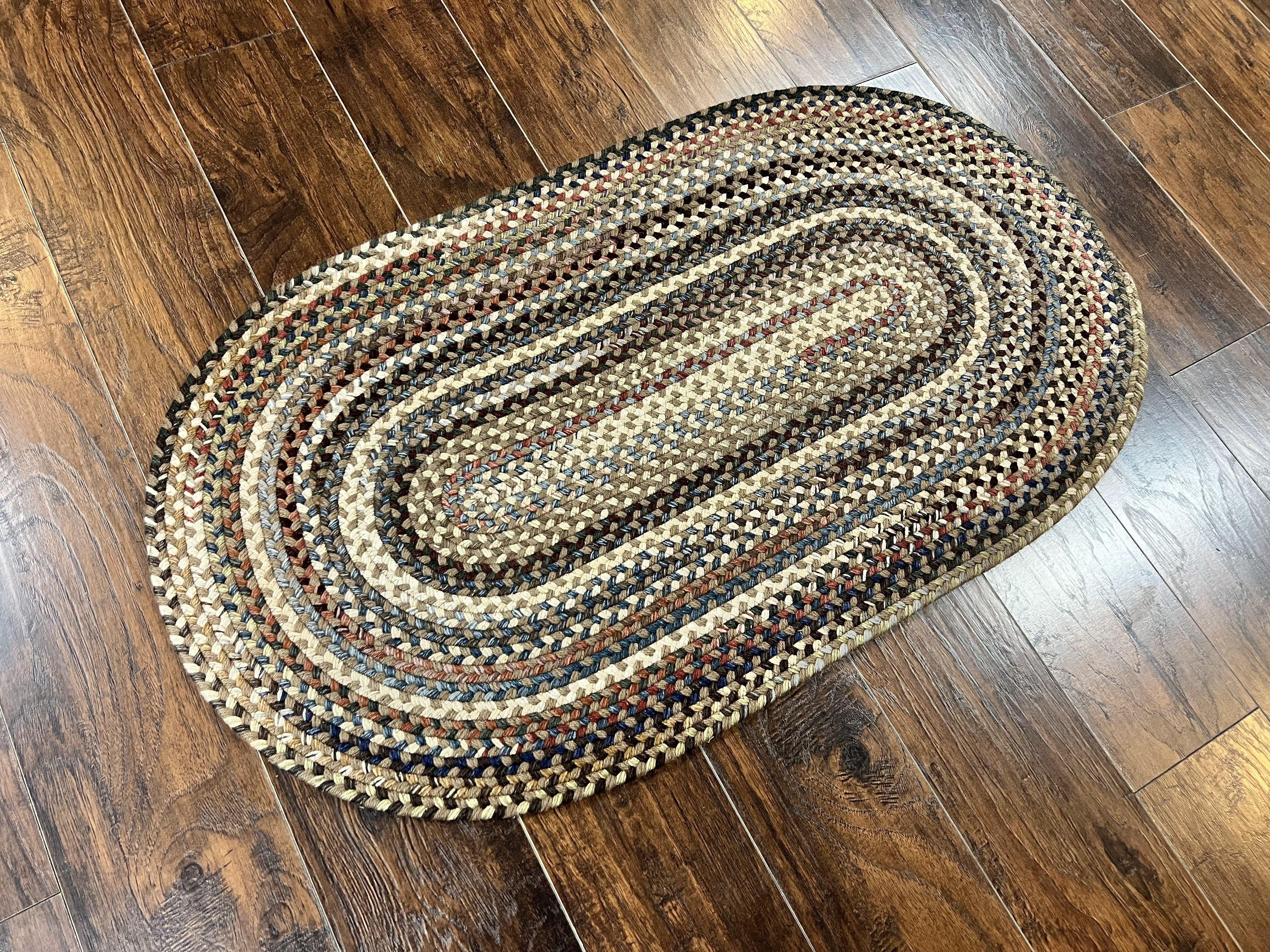 Oval Braided Rug 2x4, Multicolor Oval Rug, Hand Woven, Vintage Wool Handmade Braided Rug, Small American Braided Rug - Jewel Rugs