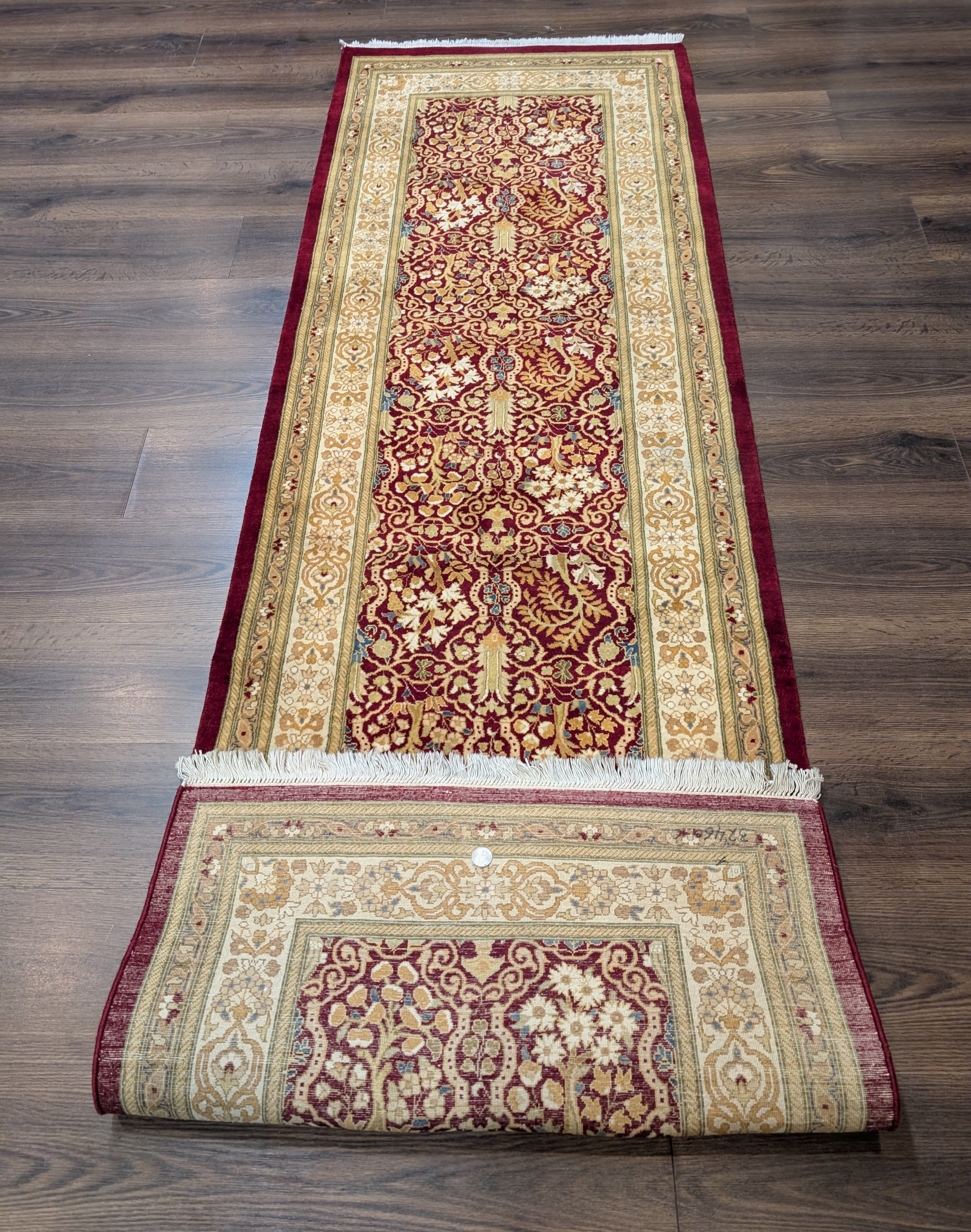 Pak Persian Runner 3 x 9 ft, Allover Pattern Wool Carpet, Dark Red, 225 KPSI - Jewel Rugs
