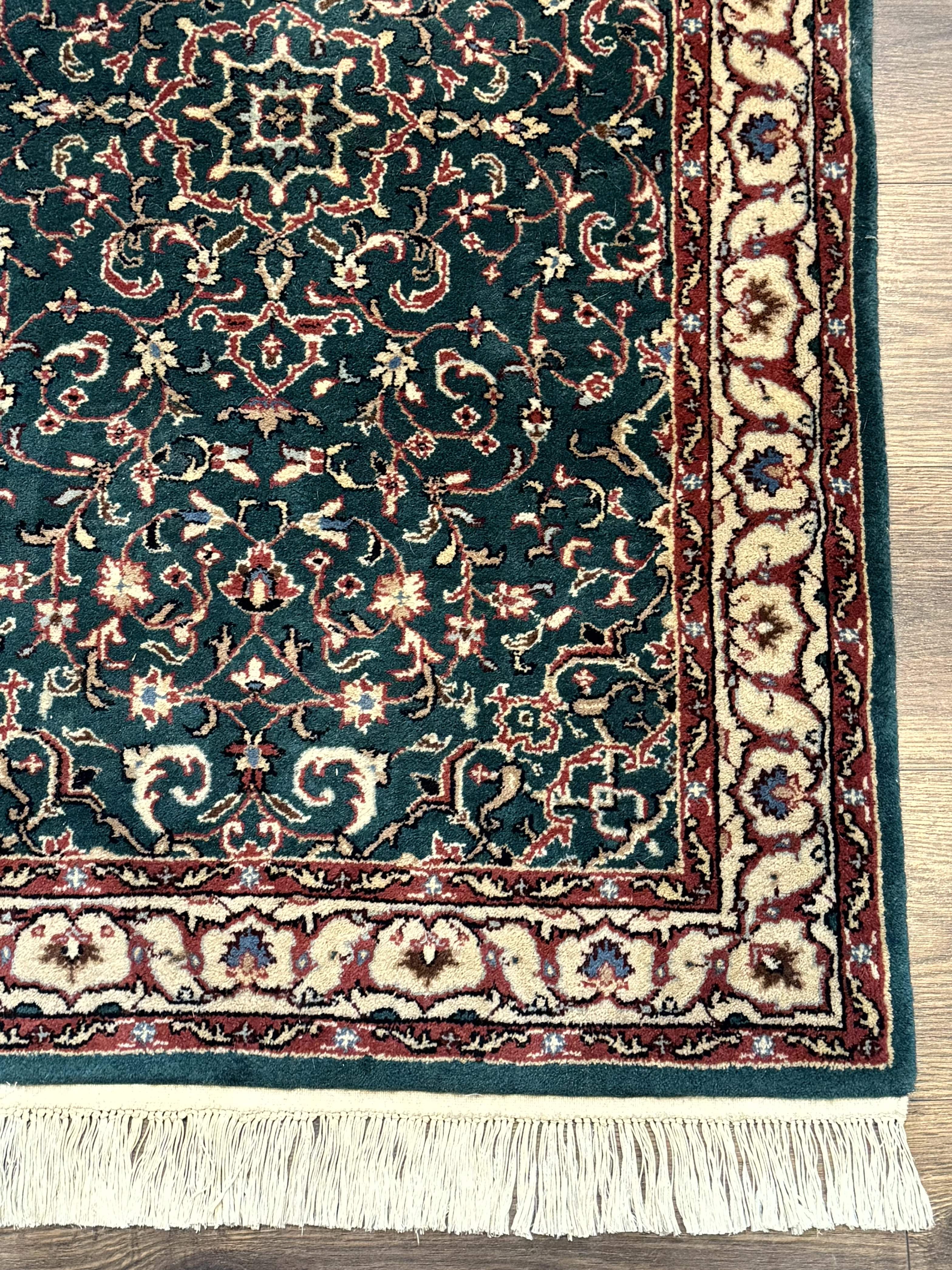 Dark Green Indo Persian Rug 2.5 x 4, Hand Knotted Wool Small Oriental Carpet - Jewel Rugs