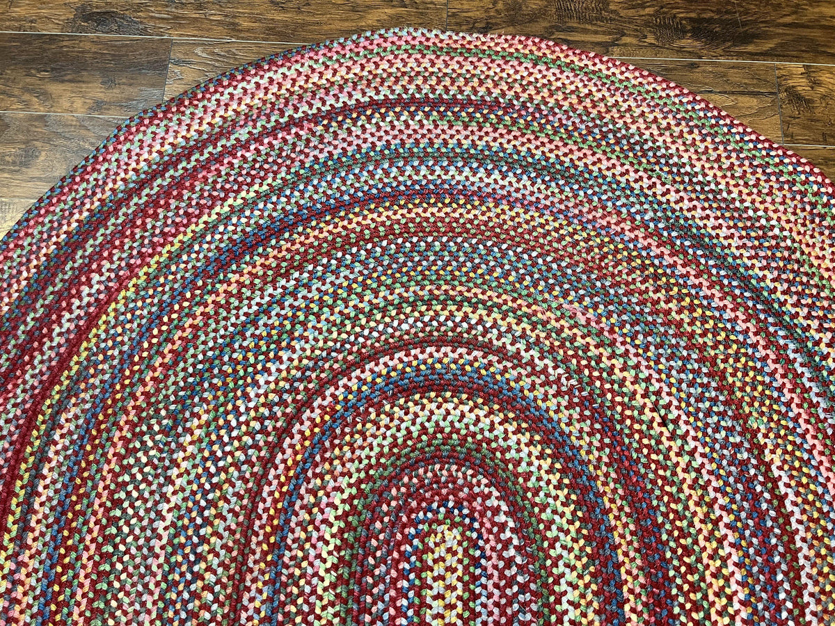 American Braided Rug 7x9, Multicolor Large Oval Braided Carpet, Vintag ...