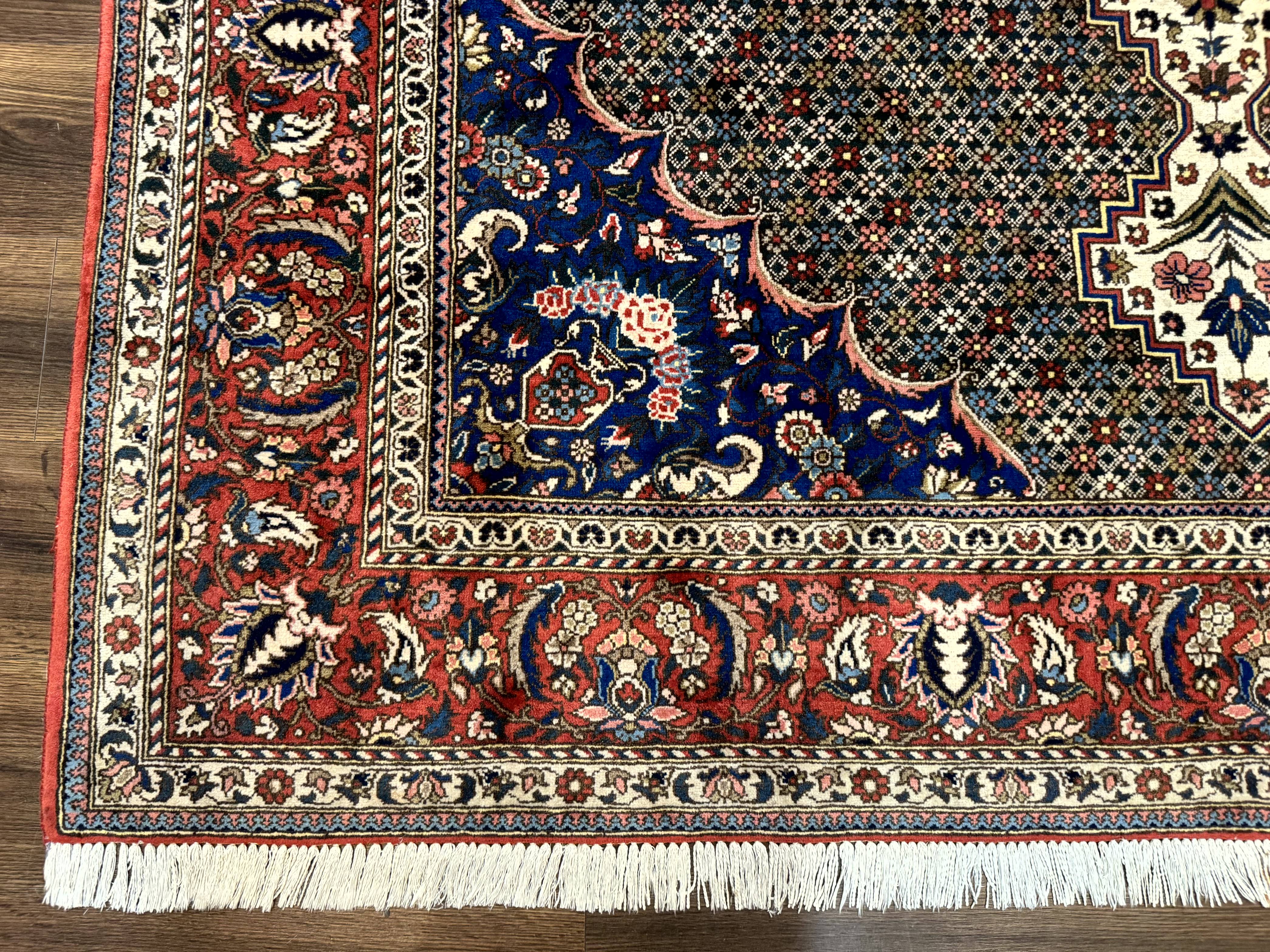 Persian Rug 7x10, Bakhtiari Saman Rug, Unique Design and Colors, Ivory Red Blue, Large Tribal Rug - Jewel Rugs