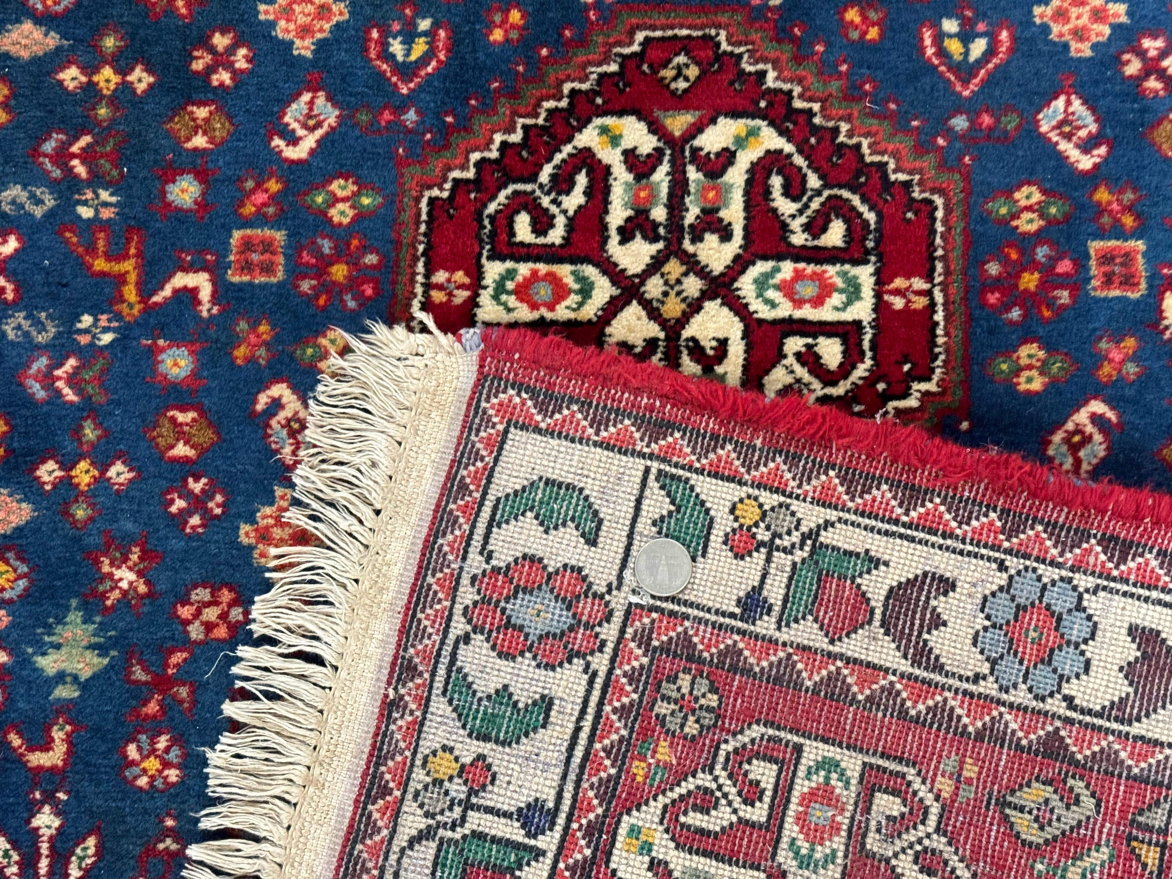 Persian Shiraz Tribal Rug 3x5 – Blue and Red, Wool, Animal Pictorials - Jewel Rugs