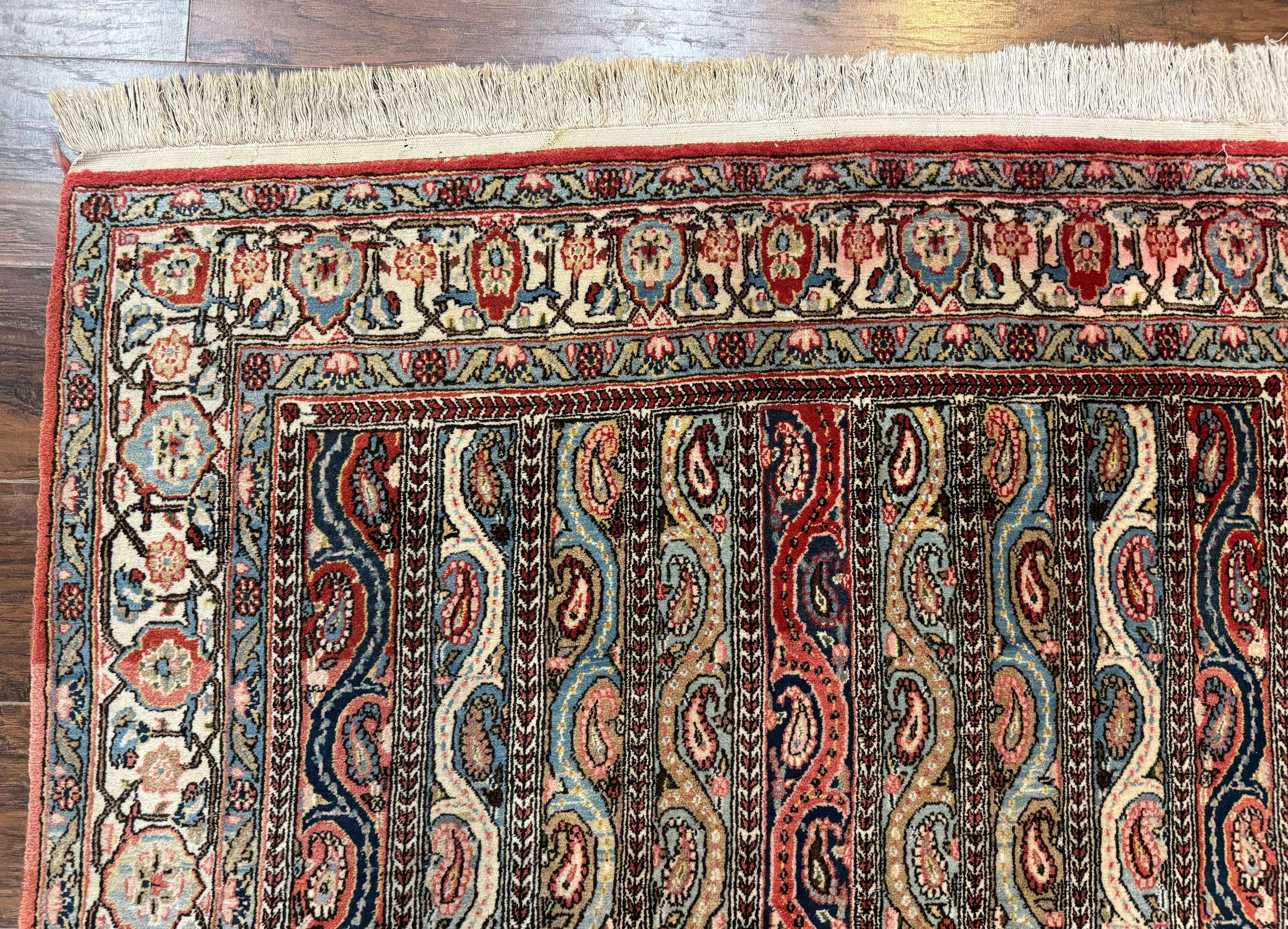 Persian Qum Rug 4x7, Striped Paisley Boteh Design - Jewel Rugs