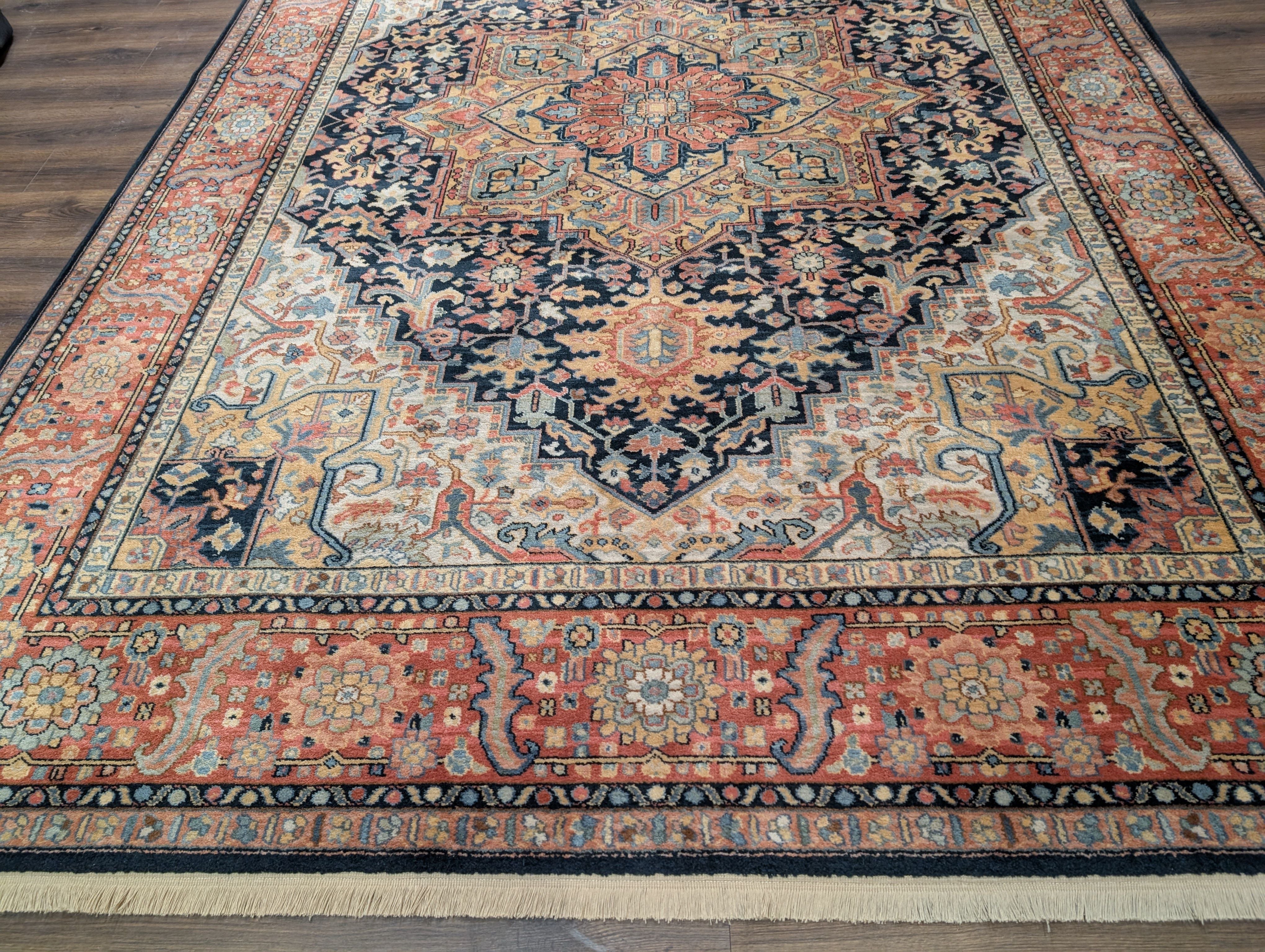 Karastan Rug 8.8 x 12 Navy Heriz #701, Vintage Wool Karastan Carpet - Jewel Rugs