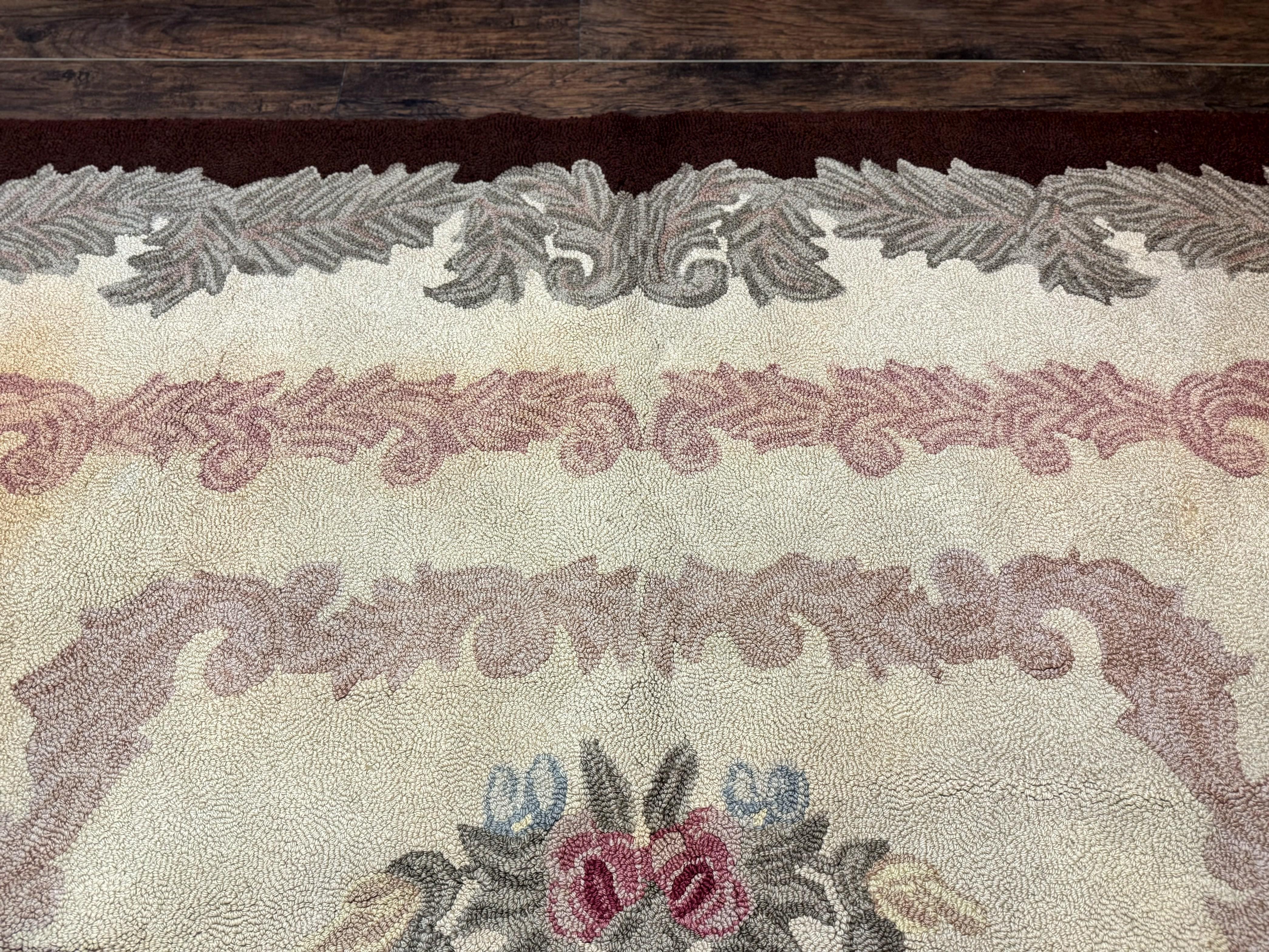 American Hand Hooked Rug 9x12, Vintage Aubusson Carpet, Wool - Jewel Rugs