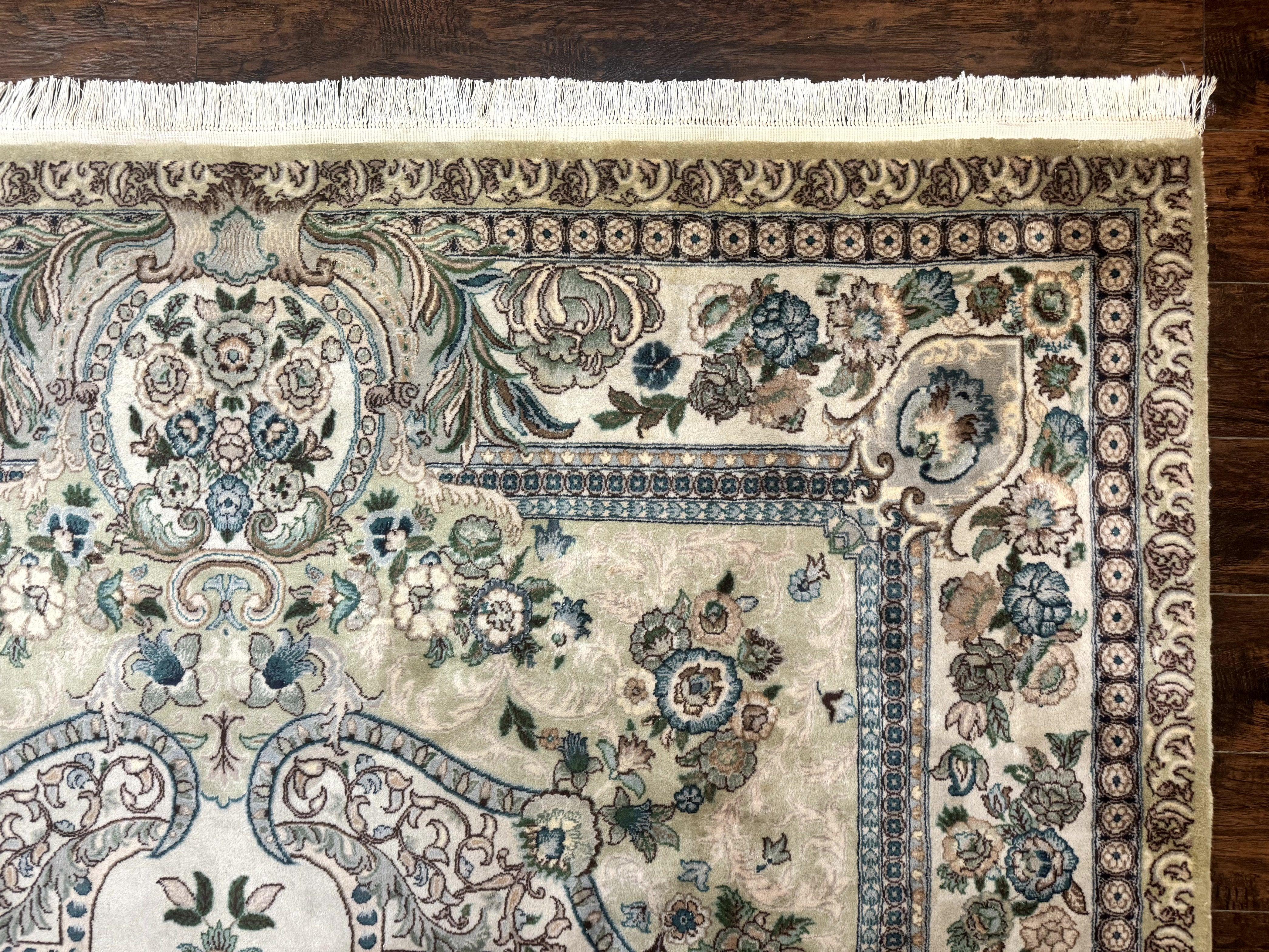 Pak Persian Rug 8 x 10.6, Elegant Oriental Carpet, Floral Medallion, Vintage Handmade Wool Rug, FIne 240 KPSI - Jewel Rugs