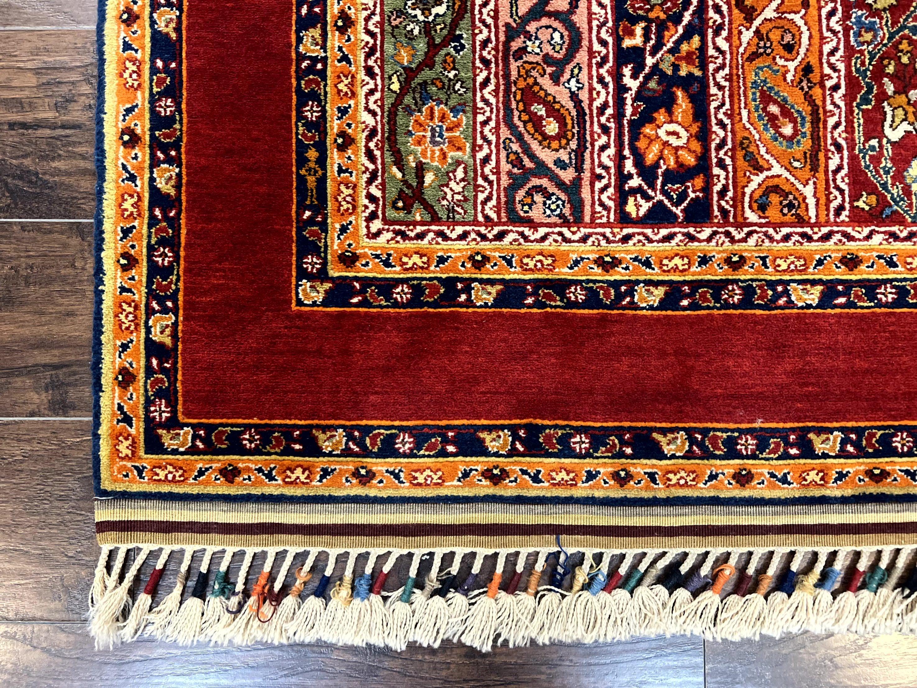 Turkish Rug 4x6, Stripe Pattern, Red & Multicolor, Vintage Handmade Wool Carpet - Jewel Rugs