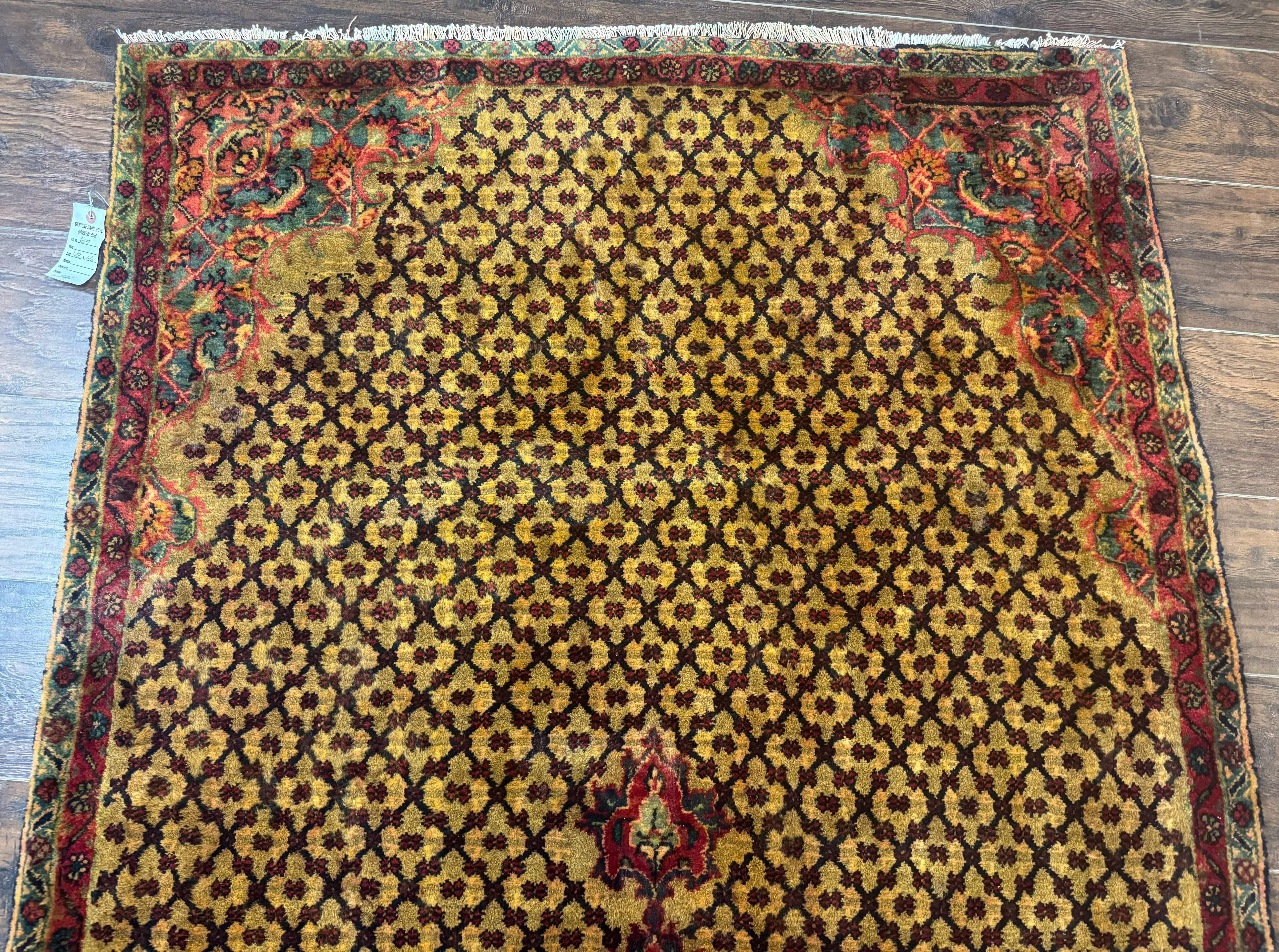 Persian Kurdish Koliai Runner Rug 4x9 – Camel Hair and Red, Wool Antique Tribal Carpet - Jewel Rugs