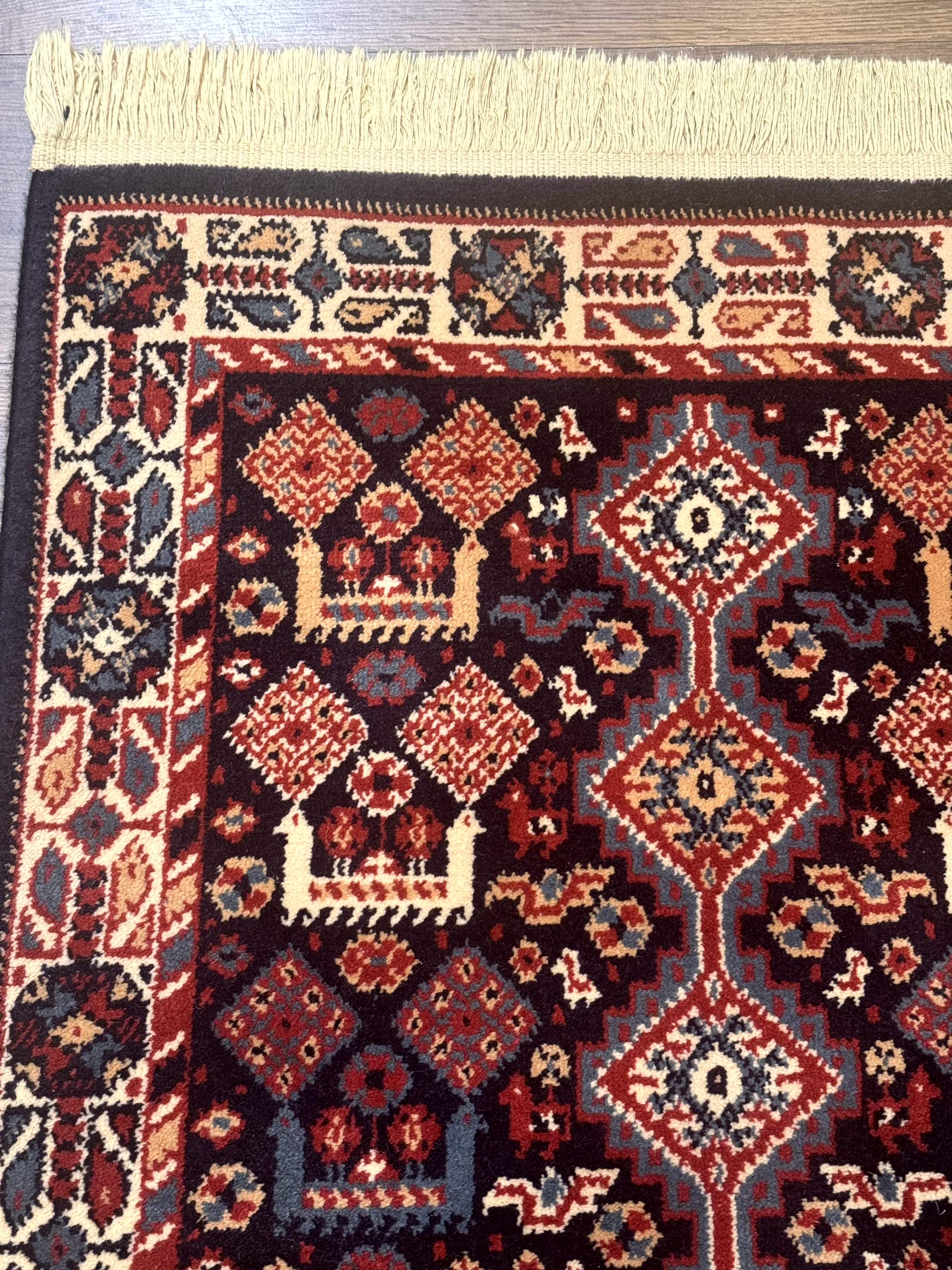 Small Karastan Rug 3x4, Yuruk Collection, Wool, Tribal, Geometric, Navy Blue - Jewel Rugs