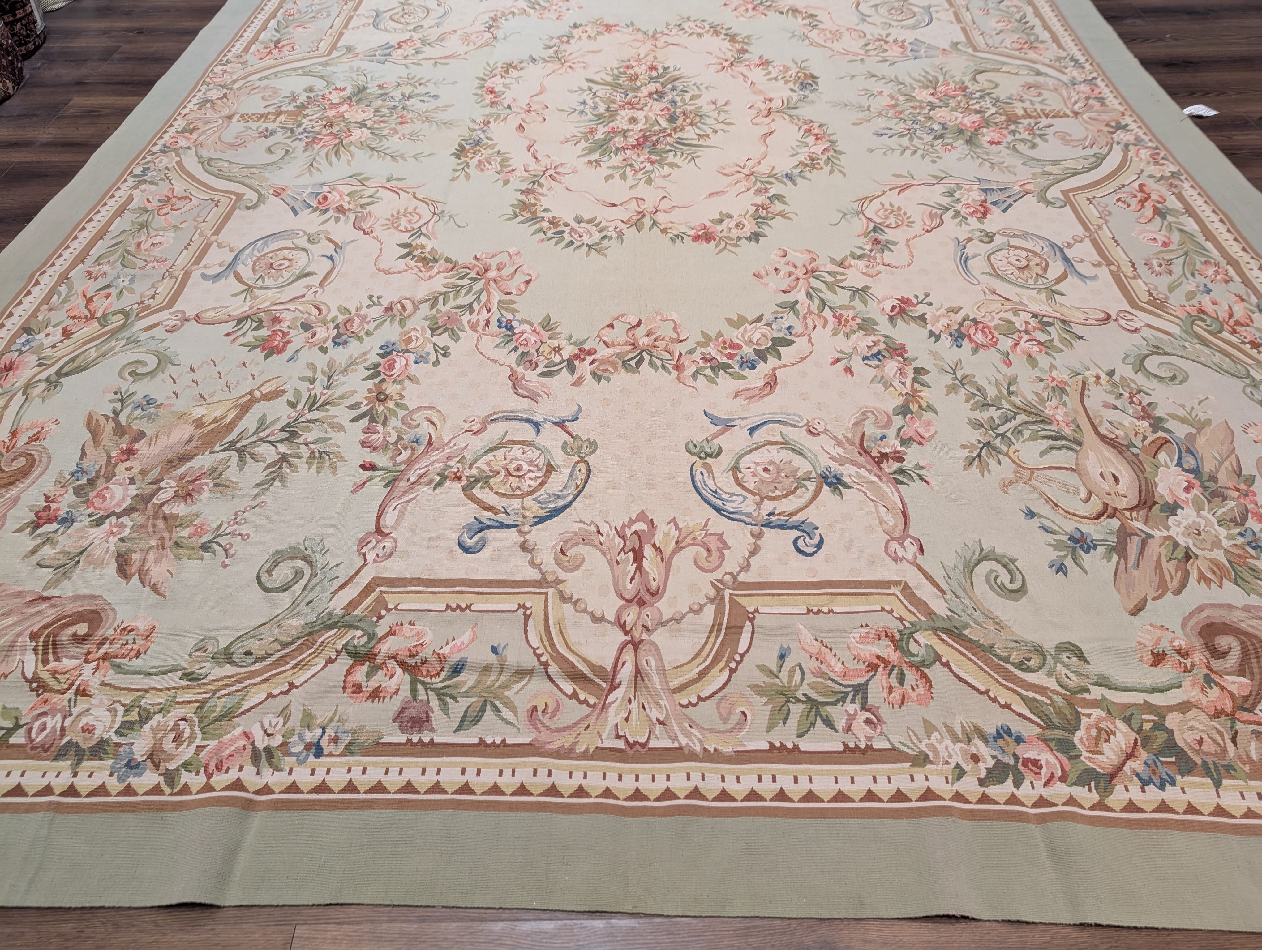 Aubusson Rug 10x14, Flatweave Hand-Woven Wool Carpet - Jewel Rugs