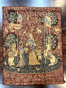 Vintage Tapestry 2x3, Lion Unicorn Flags Princess Medievel Motif