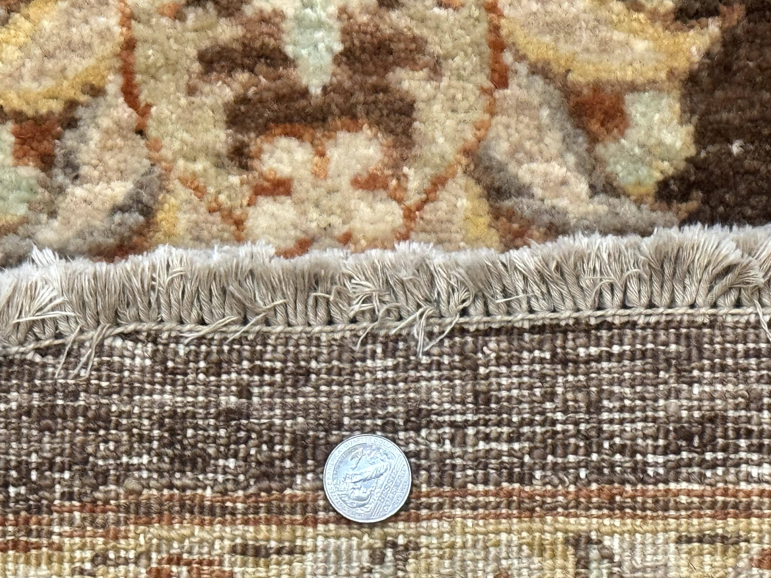 Round Pakistani Rug 6x6, Brown and Beige, Floral, Peshawar Rug, Traditional - Jewel Rugs