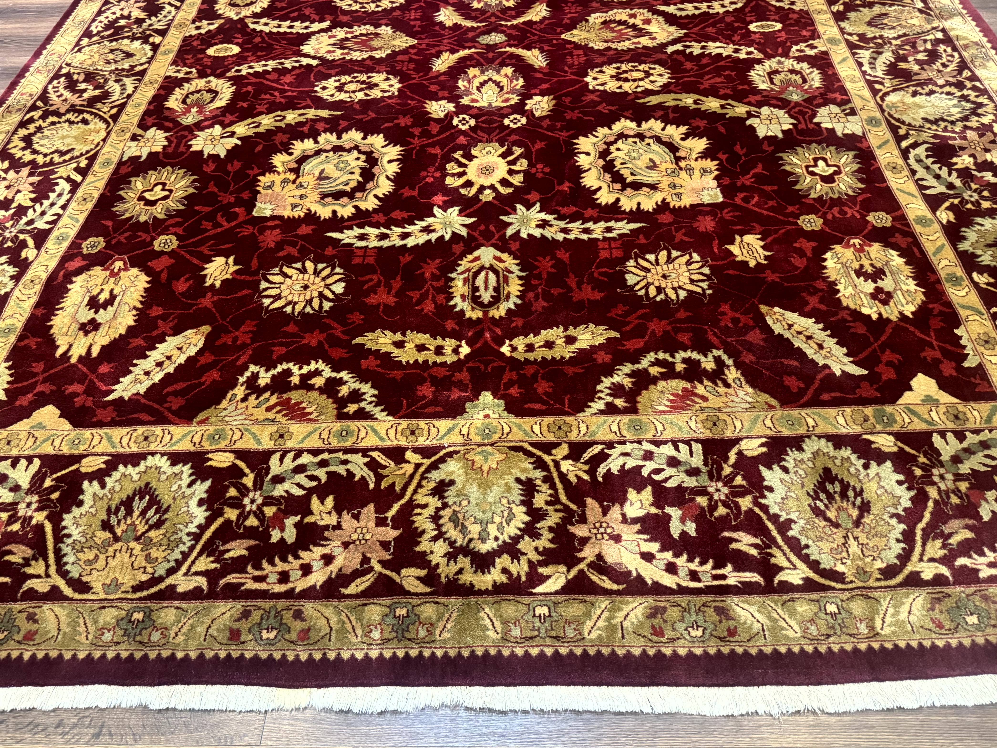 Indo Mahal Rug 9x12, Allover Pattern, Dark Red, Traditional Wool Area Rug - Jewel Rugs