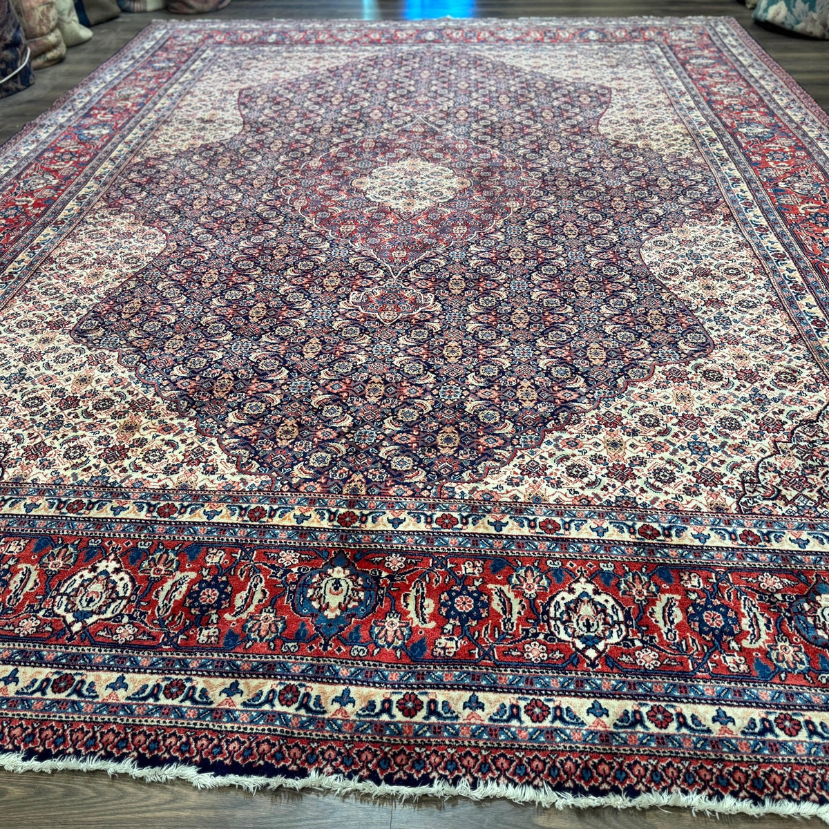 Persian Tabriz Rug 11x14 Navy Blue Herati Wool Carpet – Jewel Rugs