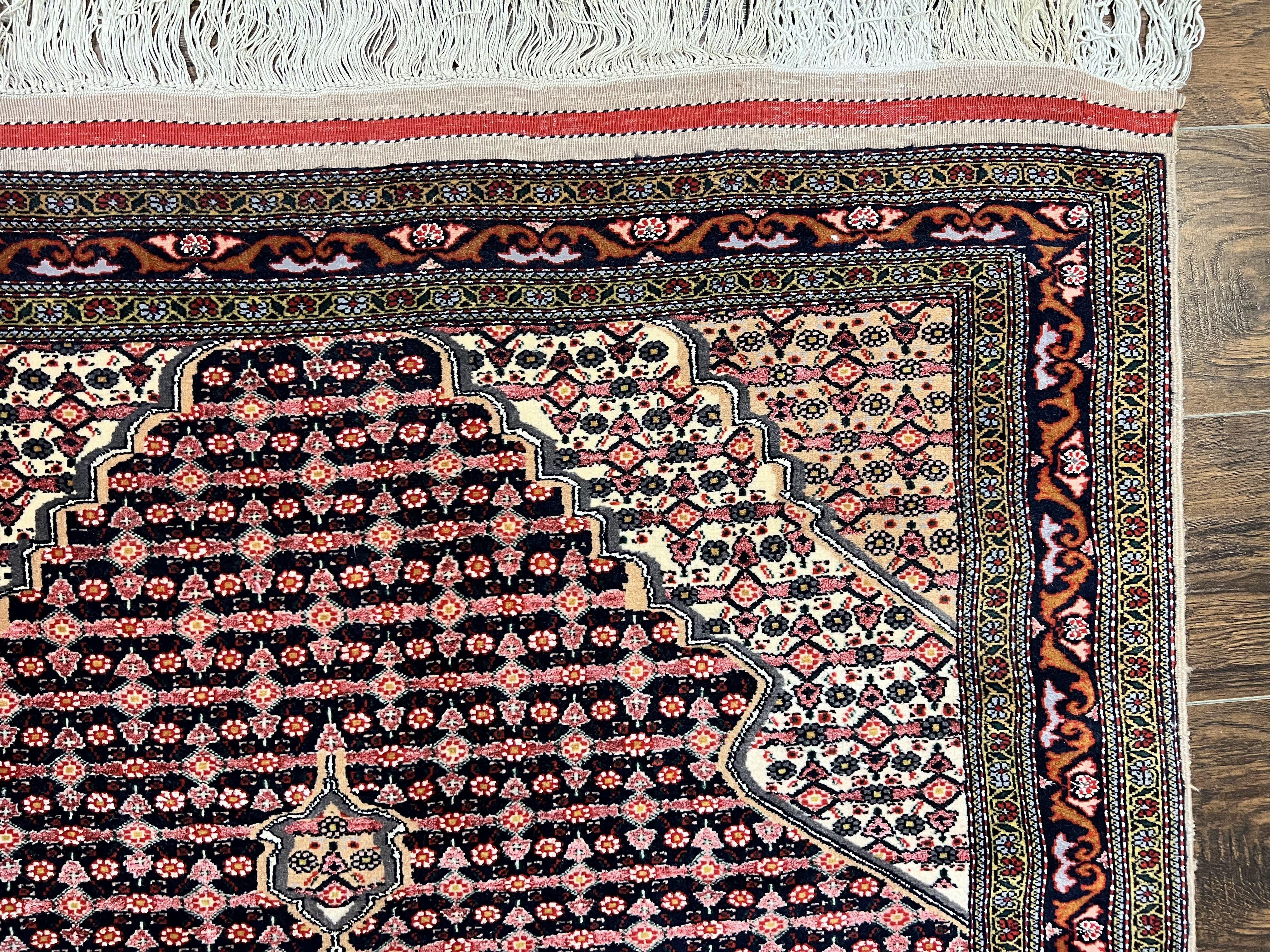 Afghan Rug 4x5, Wool with Silk Highlights, Very Fine Hand Knotted Vintage Oriental Carpet, Herati Pattern, Persian Rug, Bidjar Rug, 400 KPSI - Jewel Rugs