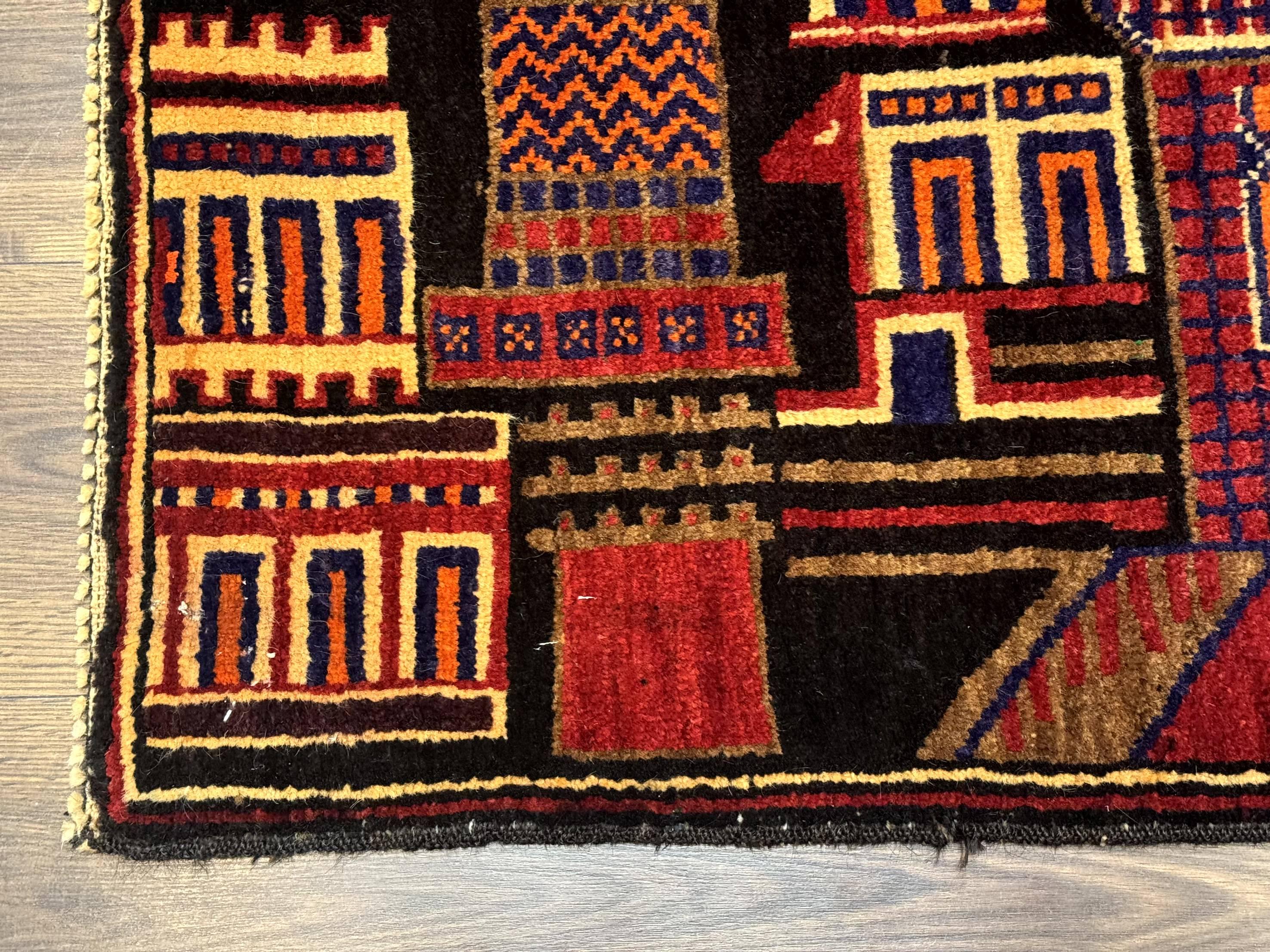 Balouch Rug 3x5, City Pictorial, Afghan Rug - Jewel Rugs