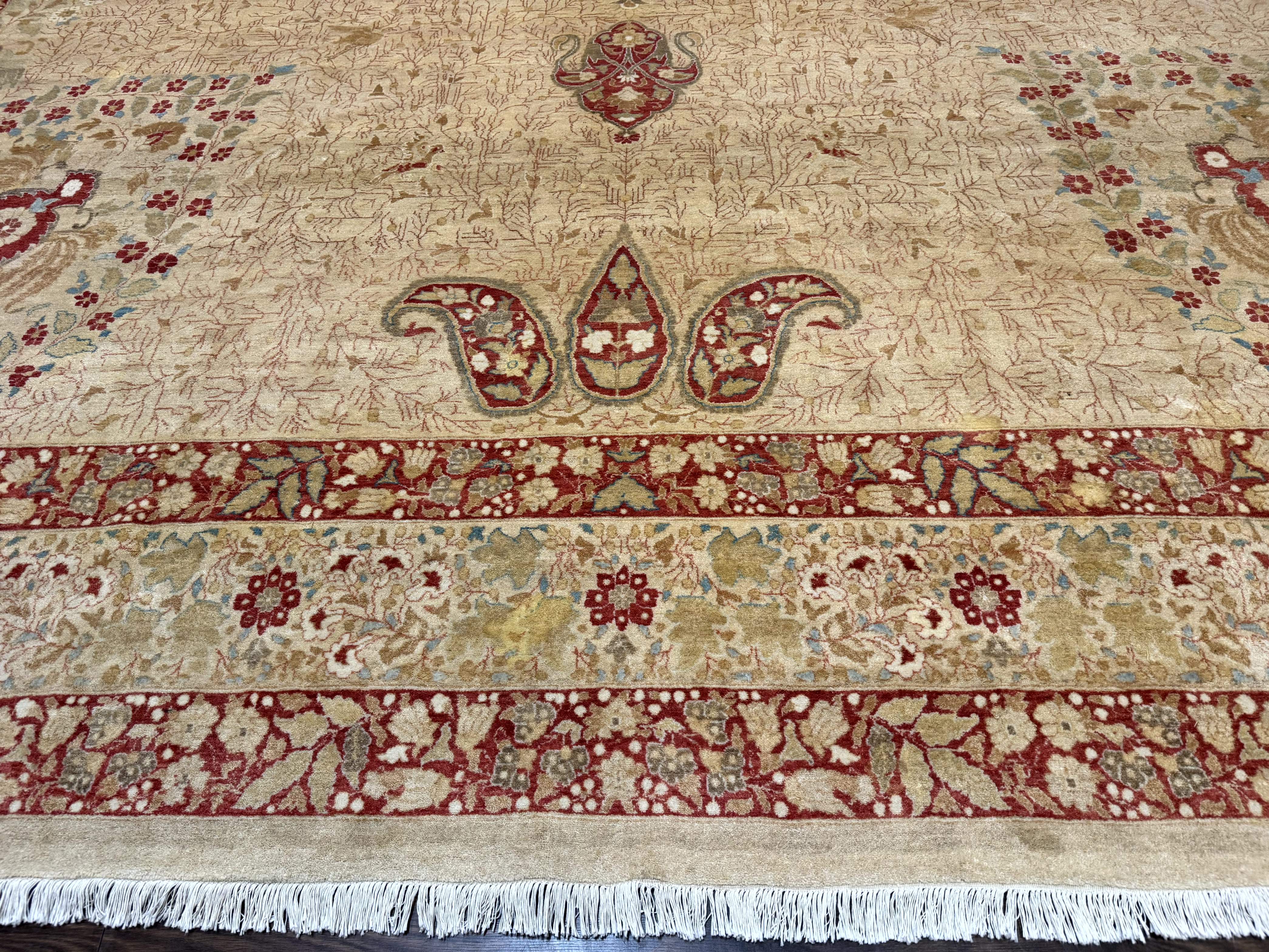 Palace Size Pak Persian Rug 13x17, Haji Jalili Design, Beige and Rust, Wool Hand Knotted, Fine 260 KPSI - Jewel Rugs