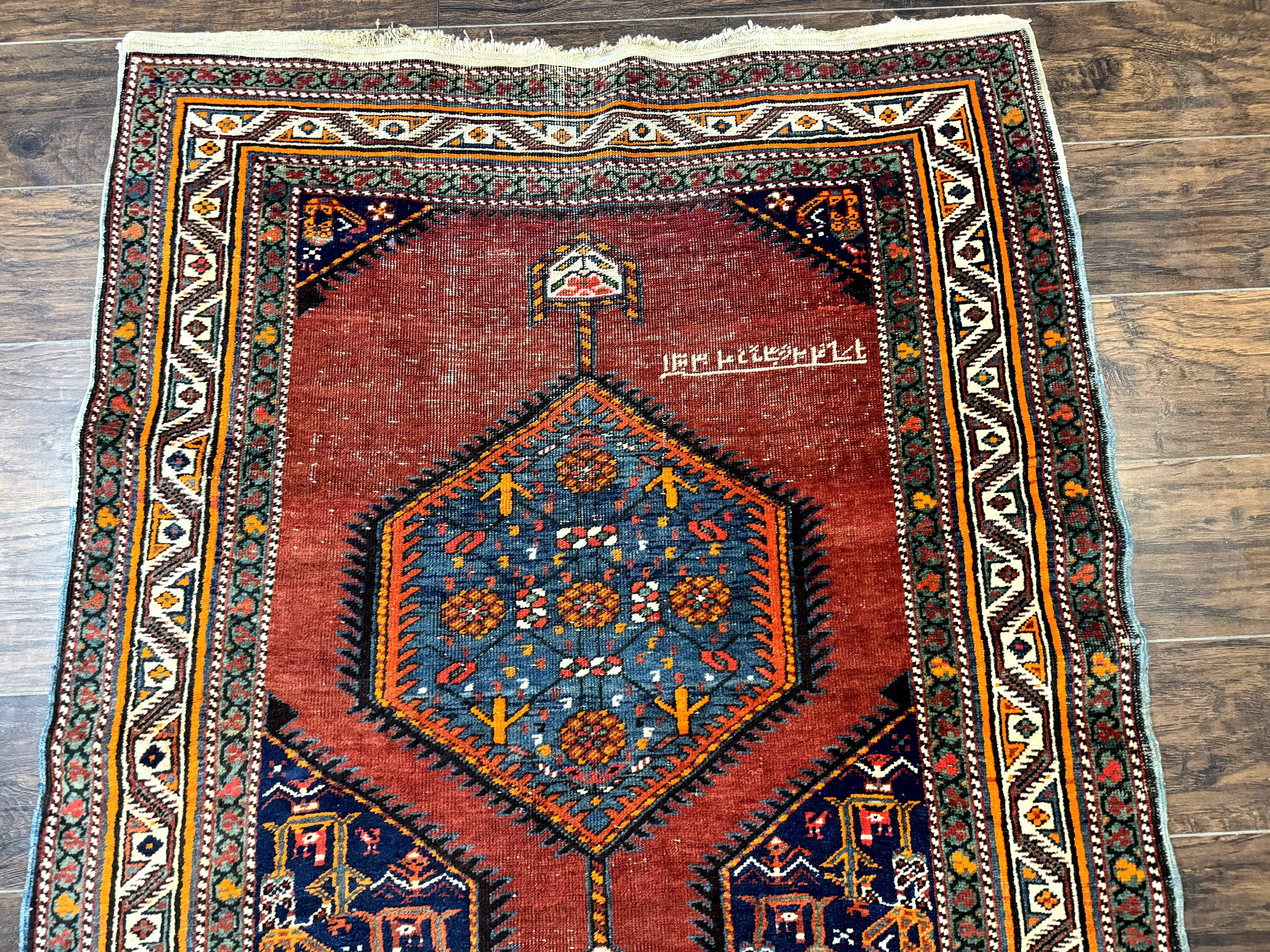 Antique Persian Sarab Runner Rug 3.9 x 12, Red, Handmade, Tribal Runner, Wool, Signed - Jewel Rugs