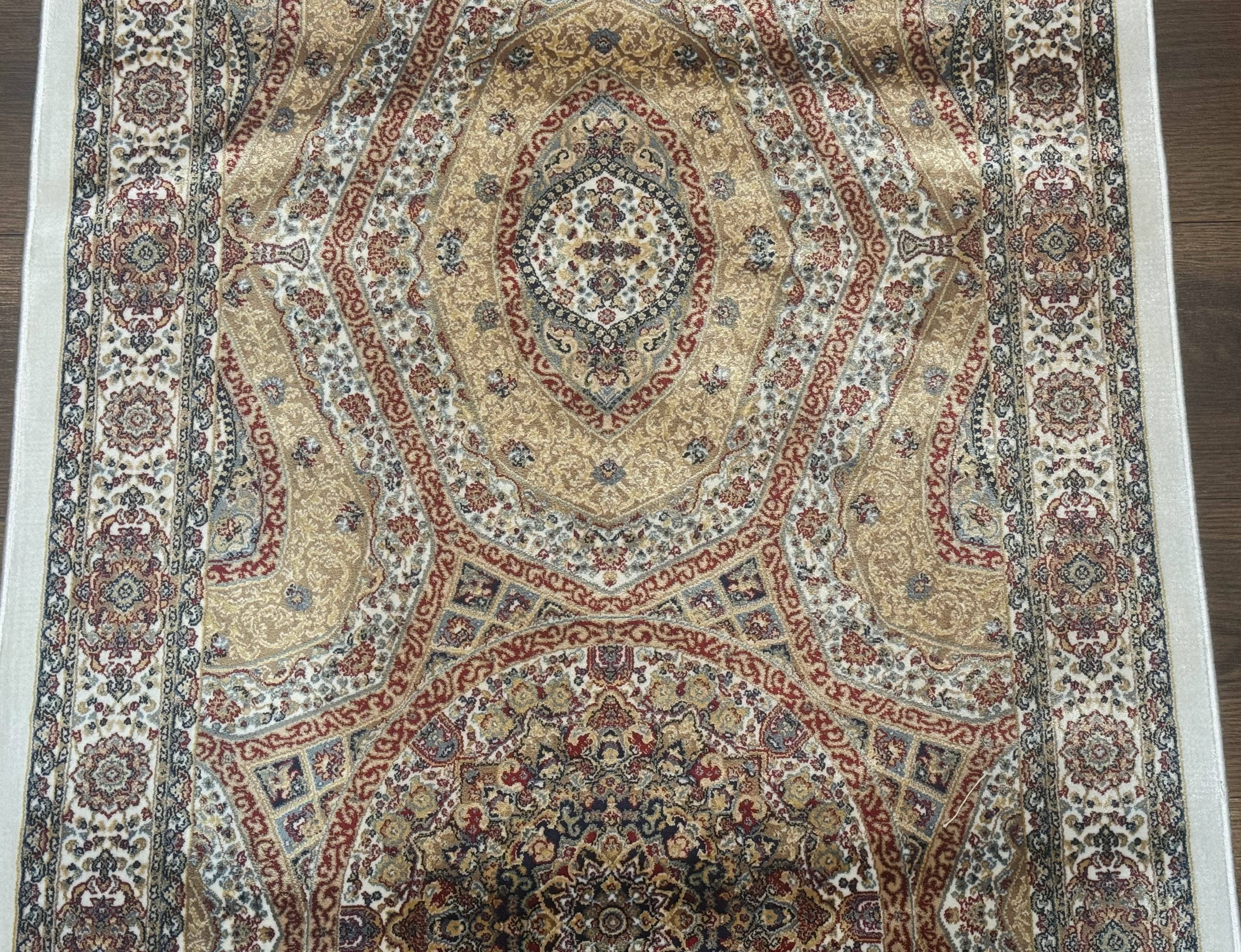 Turkish Silk Runner Rug 2.6 x 13, Dome Design, Hereke Runner, Bamboo Silk, New - Jewel Rugs
