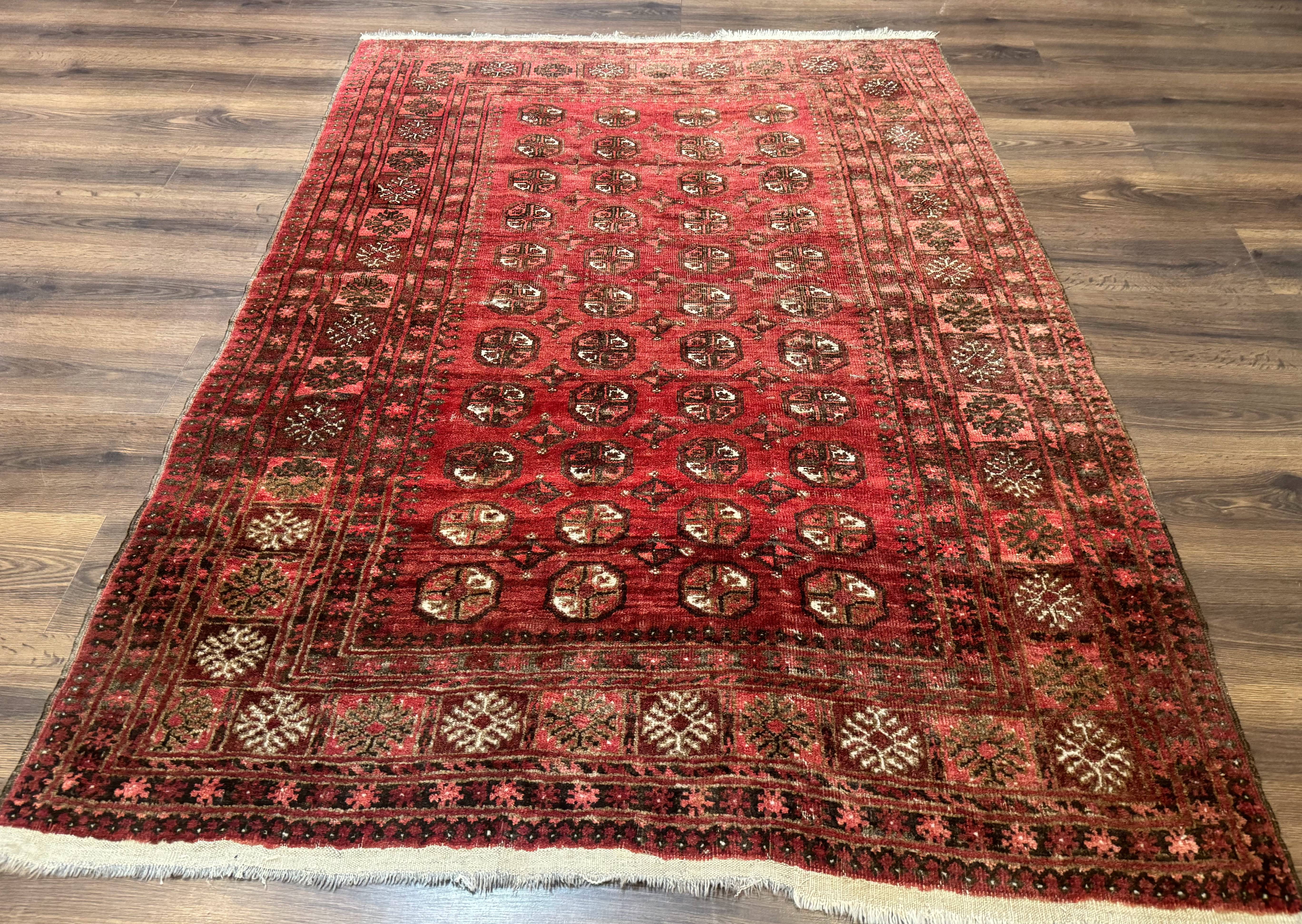 Antique Persian Turkoman Rug 5x6, Red - Jewel Rugs